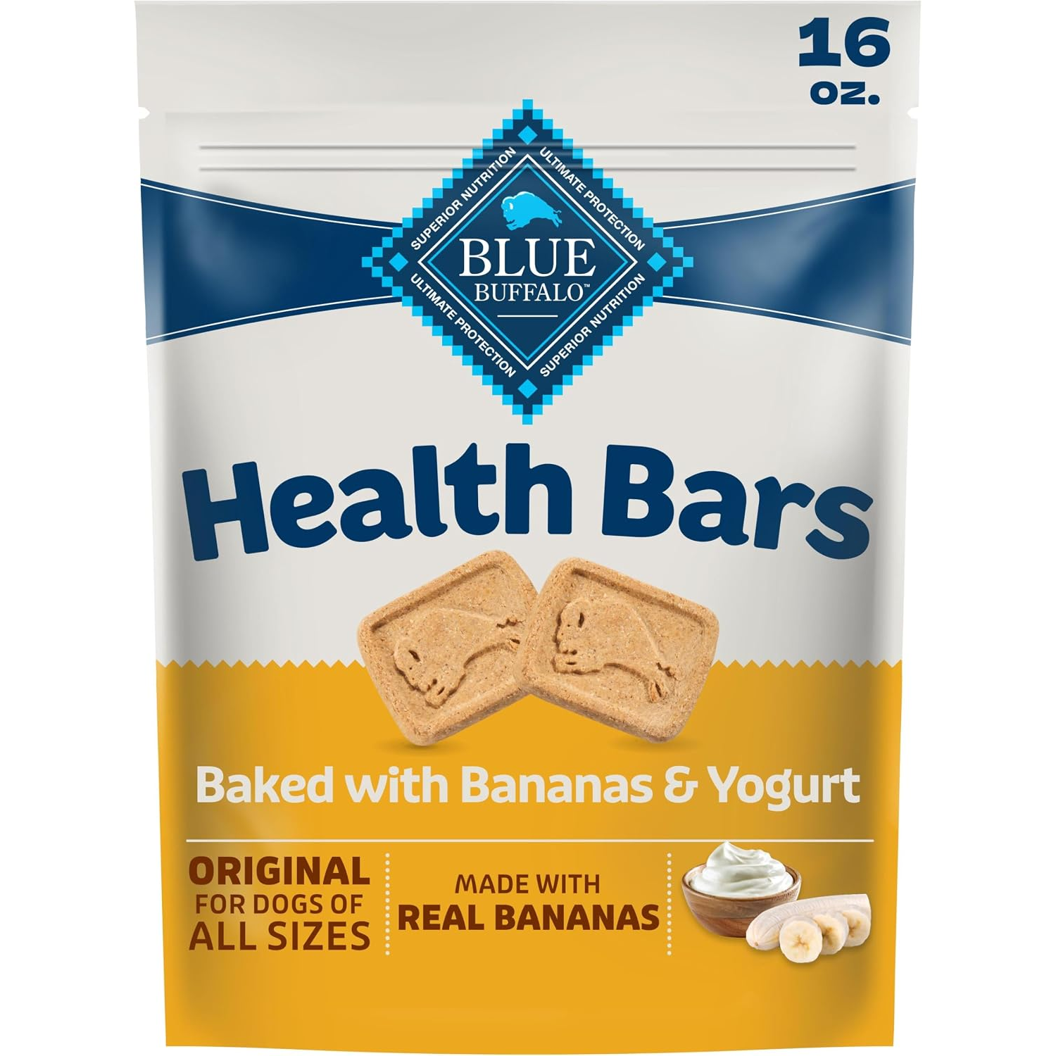 Blue Buffalo Health Bars Baked With Banana & Yogurt Dog Treats, 16-Oz