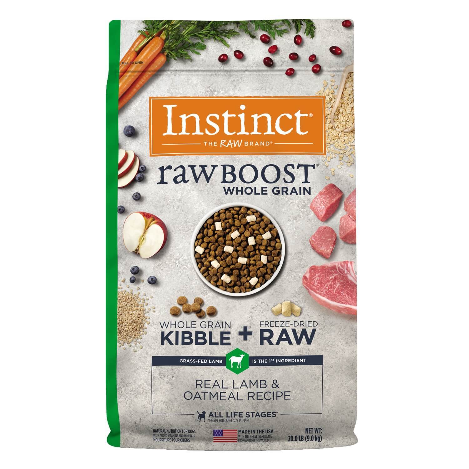 Instinct Raw Boost Whole Grain Real Lamb & Oatmeal Recipe Dry Dog Food, 3.5-Lb Bag