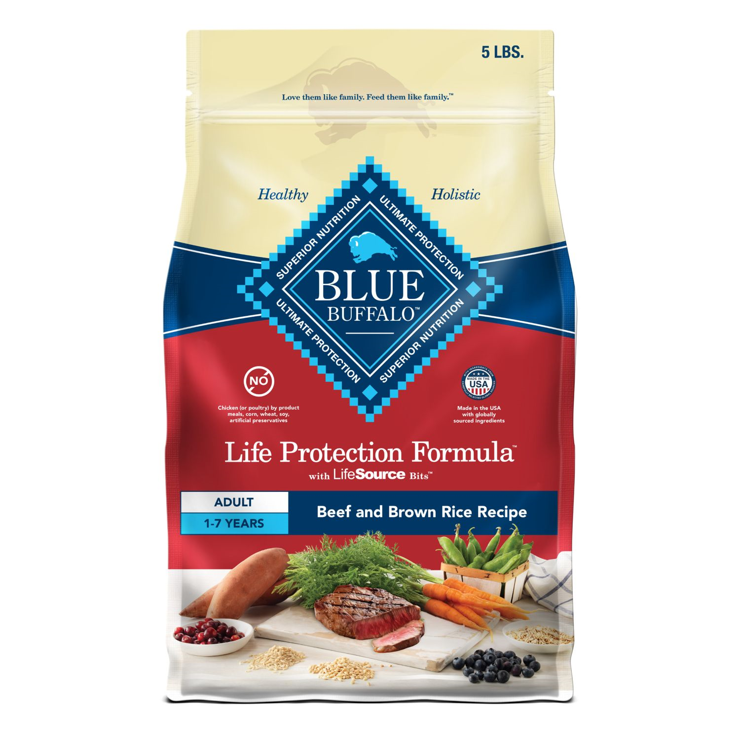 Blue Buffalo Life Protection Formula Beef And Brown Rice Adult Dry Dog Food, 5-Lb