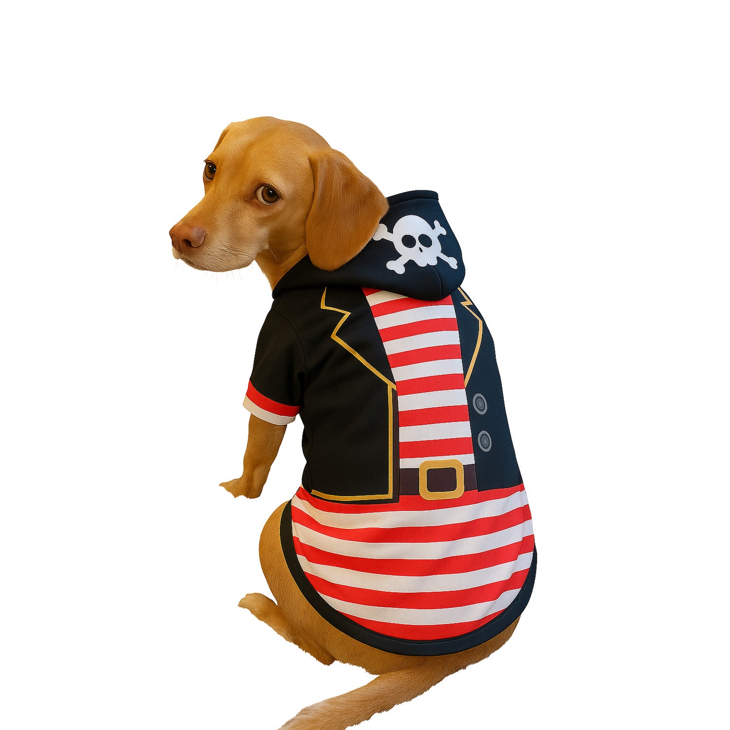 Petrageous Pirate With Hat Plush Hoodie Halloween Dog Costume, Large