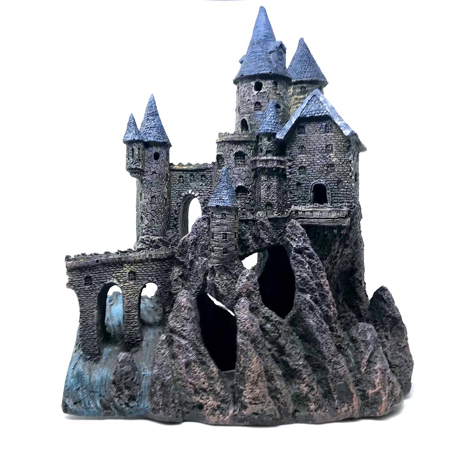 Penn-Plax Age-Of-Magic Wizards Castle Fresh & Salt Water Safe Aquarium Decoration – Extra Large
