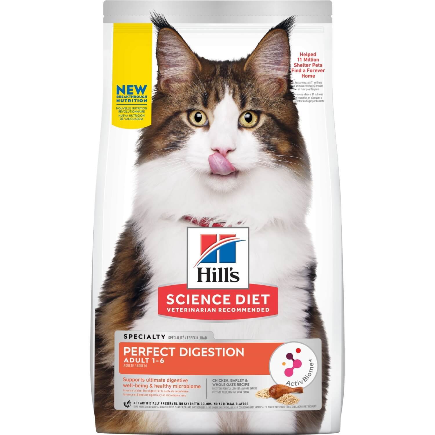 Hill's Science Diet Adult Perfect Digestion Chicken & Barley Recipe Dry Cat Food, 13-Lb