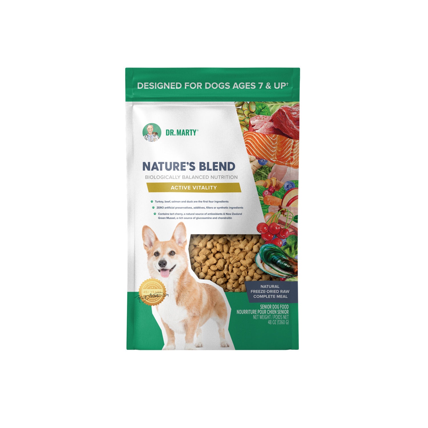 Dr. Marty Nature's Blend Active Vitality Freeze-Dried Raw Senior Dog Food, 16Oz