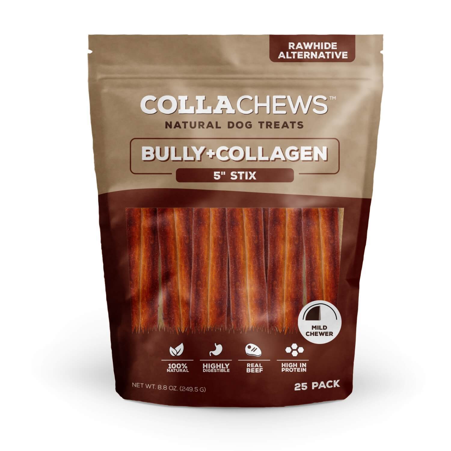 Collachews 5 Collagen Sticks Bully Flavor Dog Treats