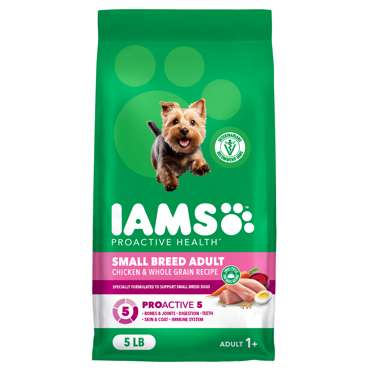 Iams Proactive Health Small Breed Adult Dry Dog Food, Chicken & Whole Grains Recipe, 5-Lb Bag