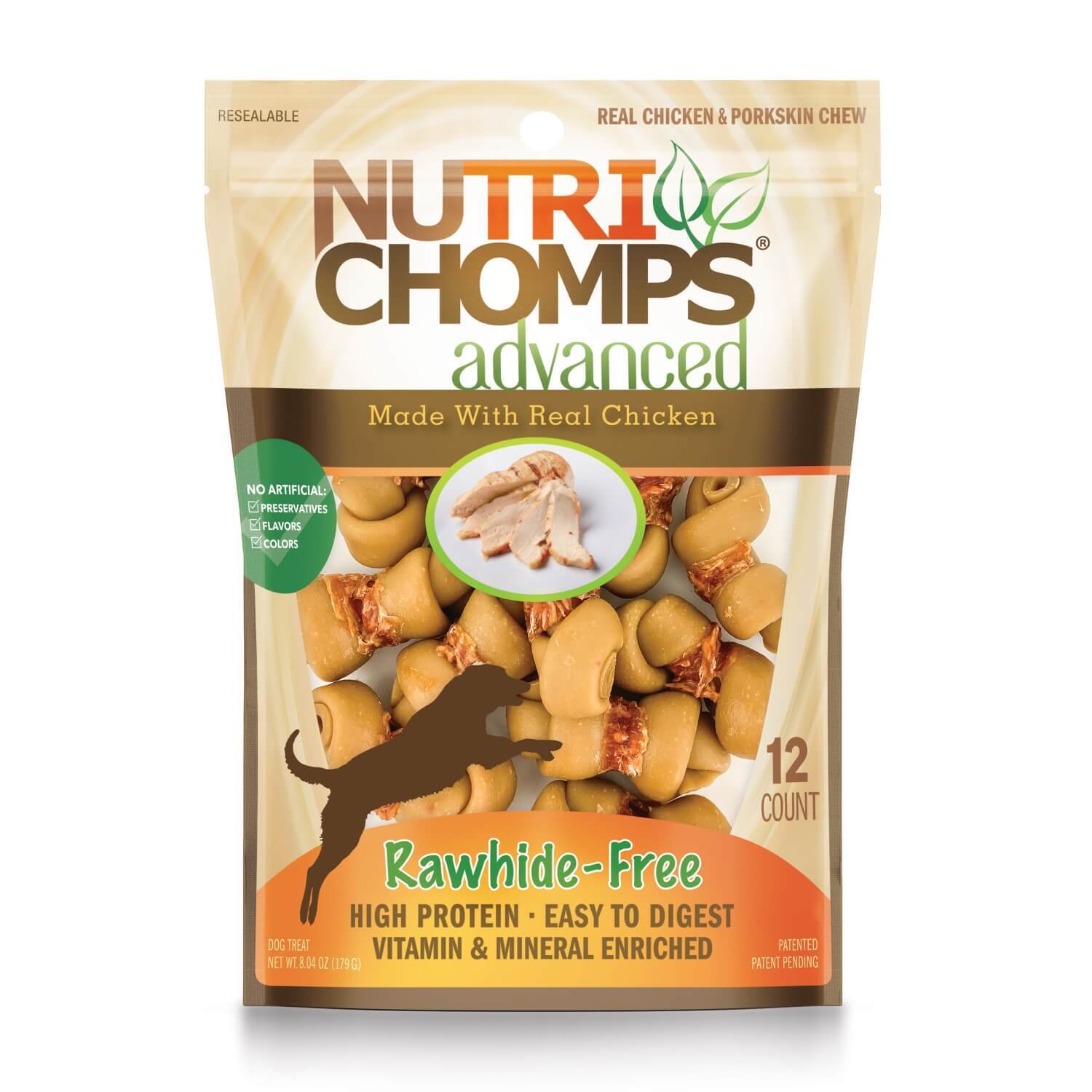 Nutri Chomps Advanced Mini Chicken Knot Rawhide Free Dog Treats
