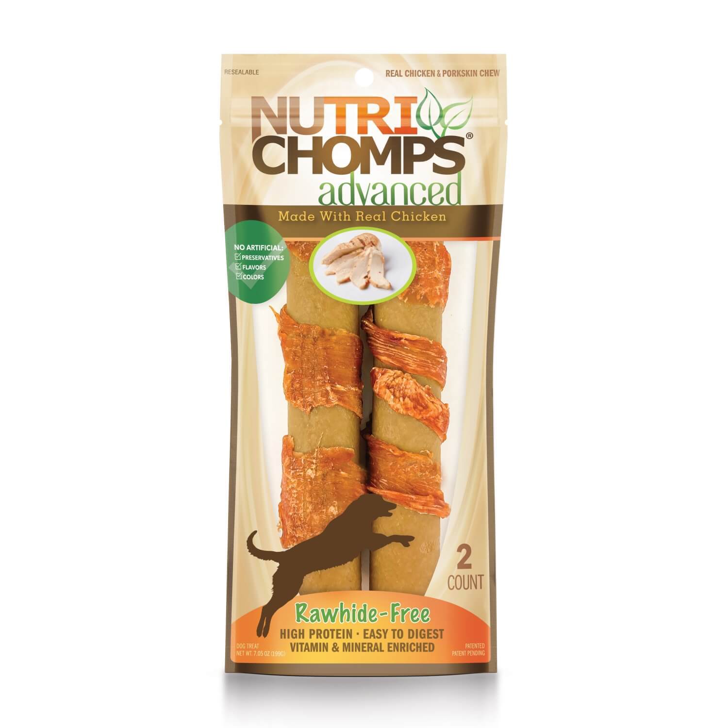 Nutri Chomps Advanced Rawhide Free Chicken Roll Dog Treats, 7