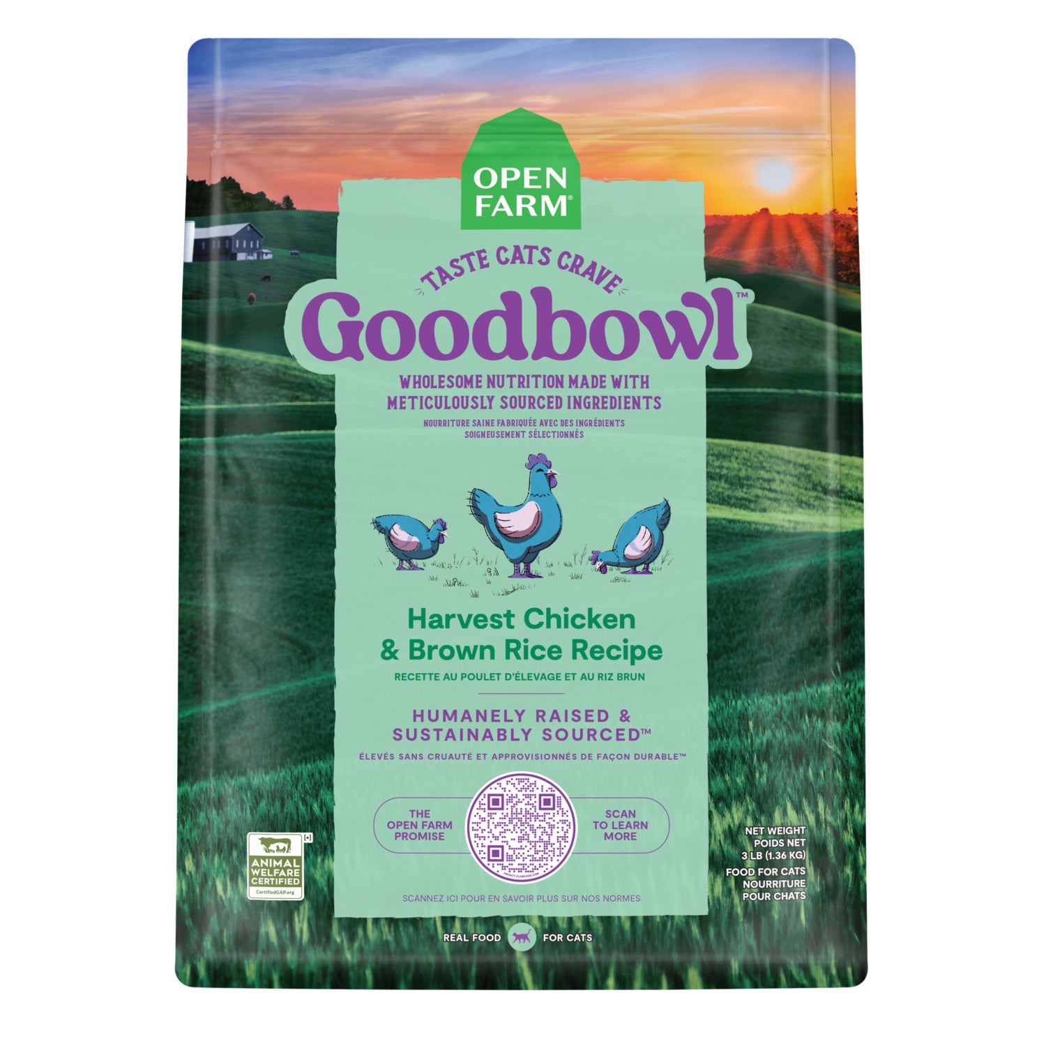 Open Farm Goodbowl Harvest Chicken & Brown Rice Recipe Dry Cat Food, 7Lb