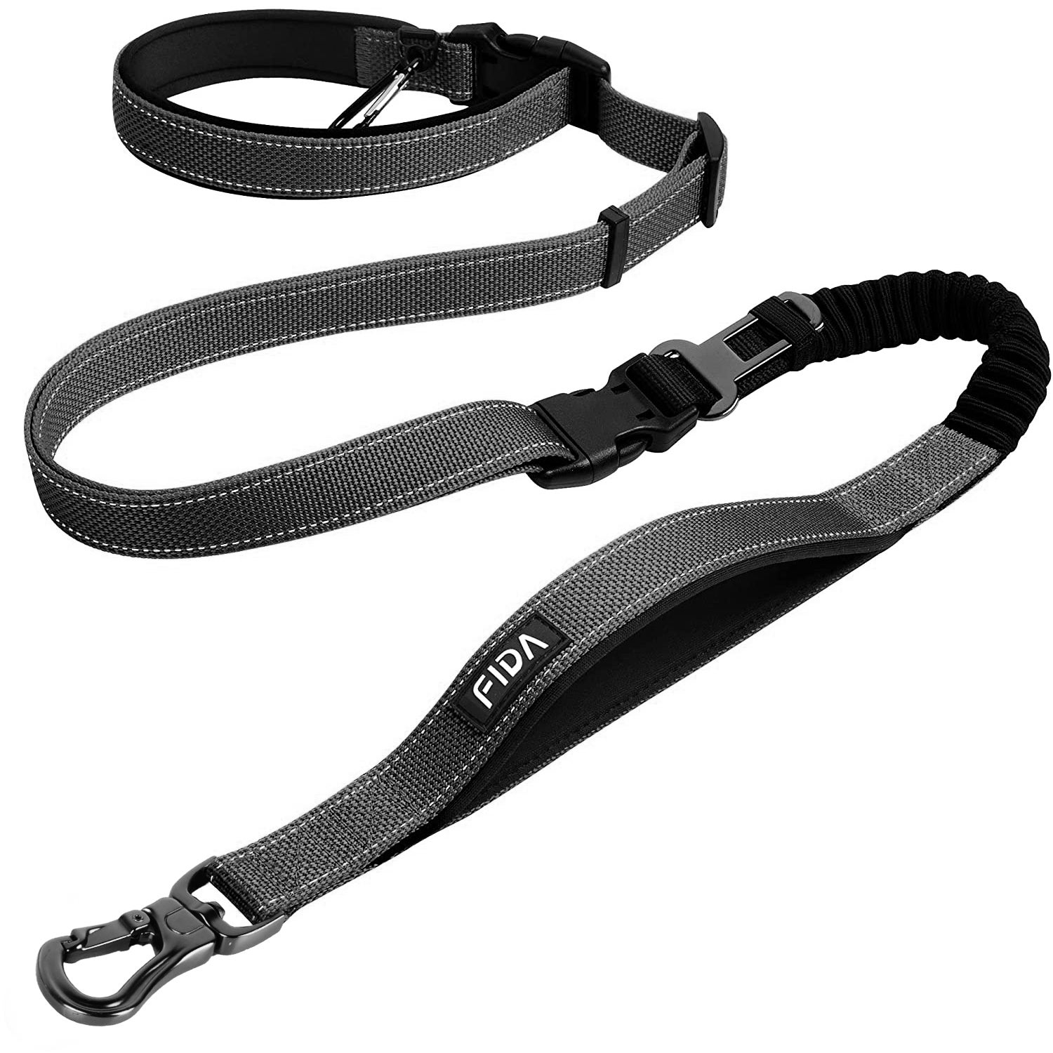 Fida Pet 6 In 1 Multi-Functional Dog Leash, Black