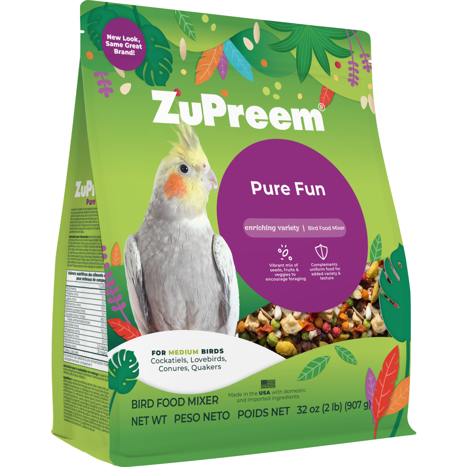 Zupreem Pure Fun For Medium Birds Bird Food, 2-Lb