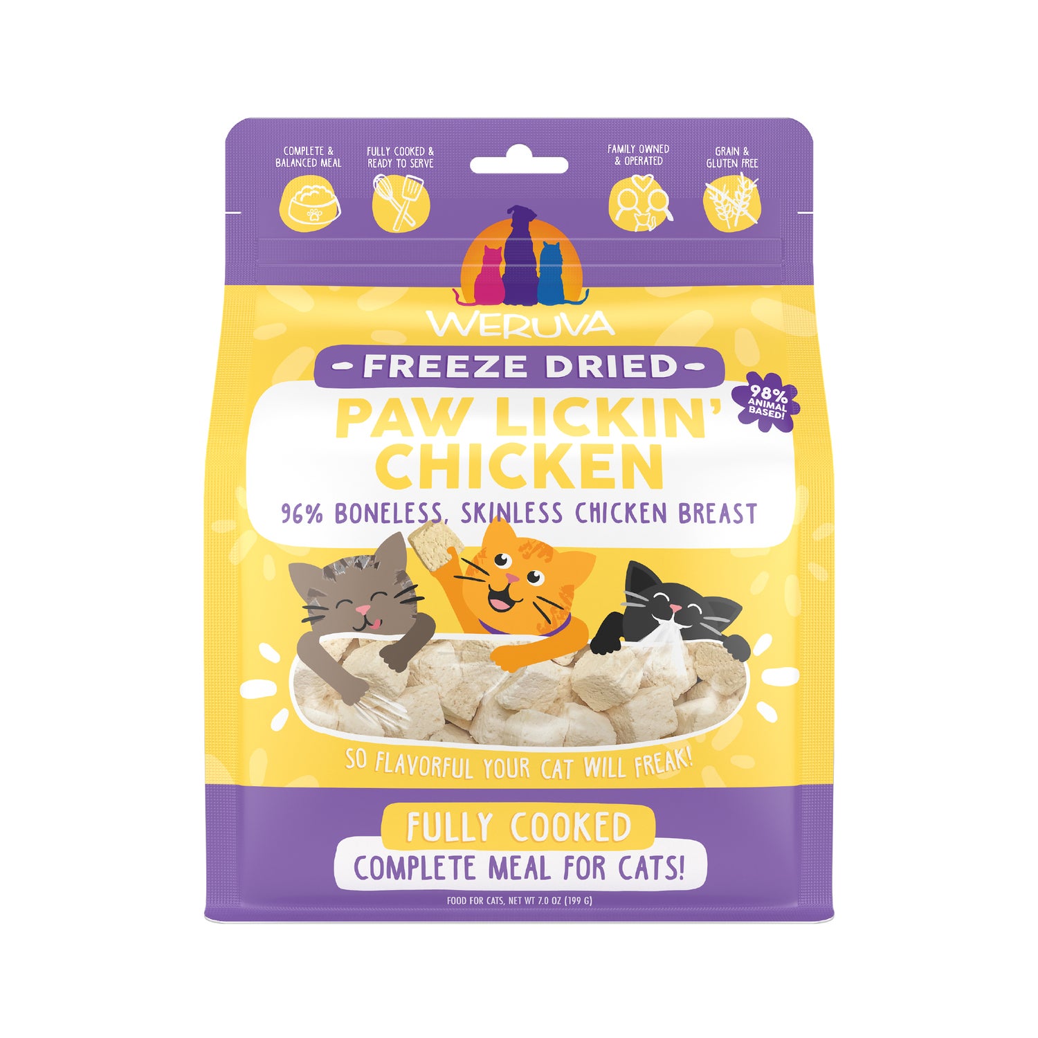 Weruva Cat Paw Lickin' Chicken Freeze Dried Cat Food, 7-Oz Bag
