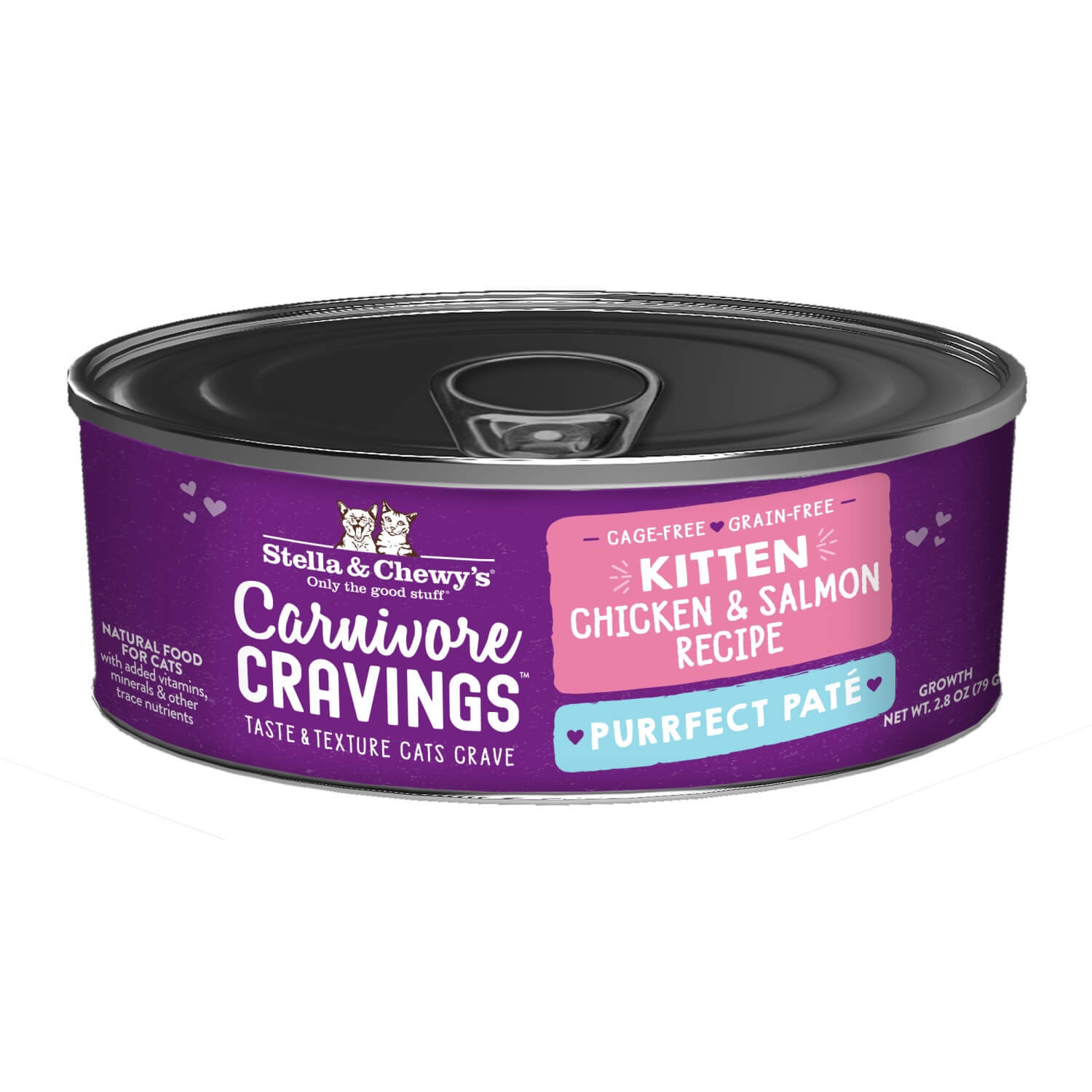 Stella & Chewy's Carnivore Cravings Purrfect Pate Kitten Wet Cat Food - Chicken & Salmon Recipe In Broth - 2.8-Oz