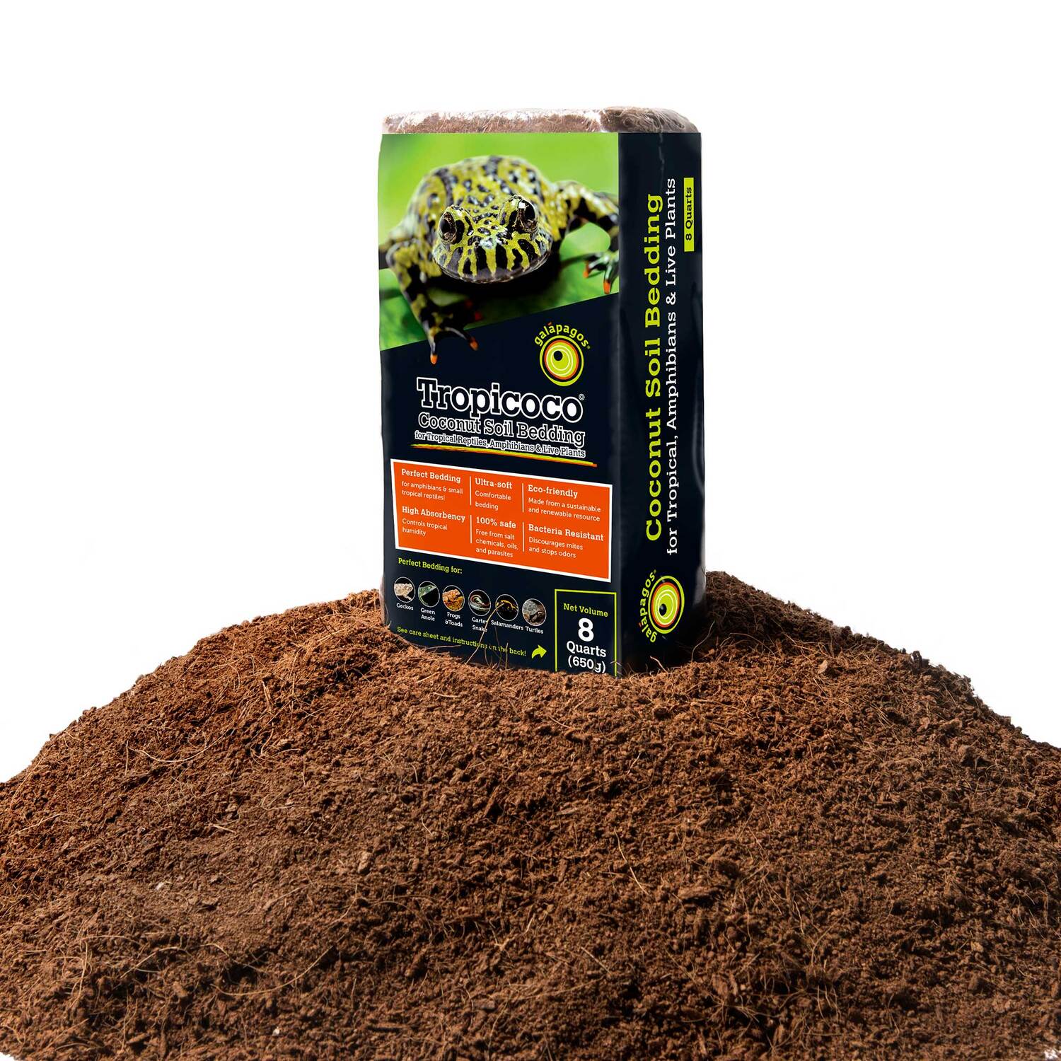 Galápagos Tropicoco Soil Reptile Substrate, Compressed Brick, 8Qt