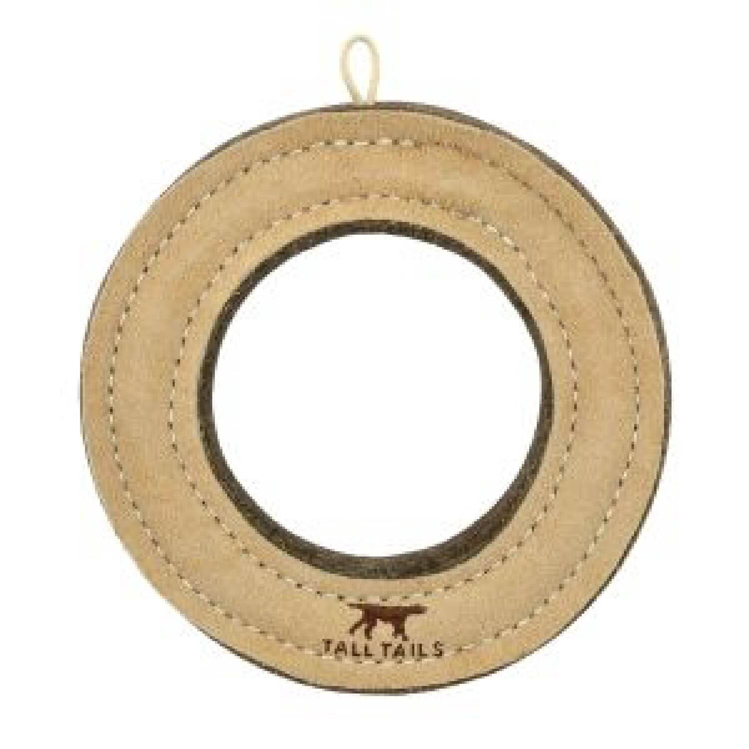 Tall Tails Natural Leather & Wool Ring Durable Dog Toy, 7