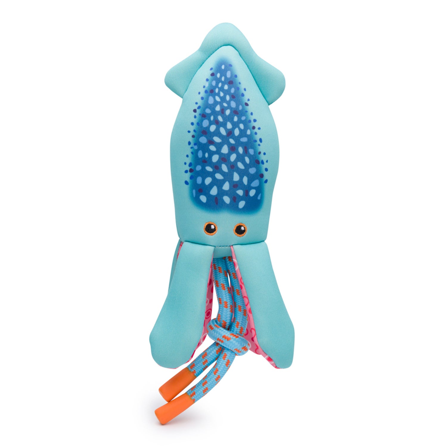 Fabdog Floatie Squid Squeak & Tug Floating Dog Toy, 9.5