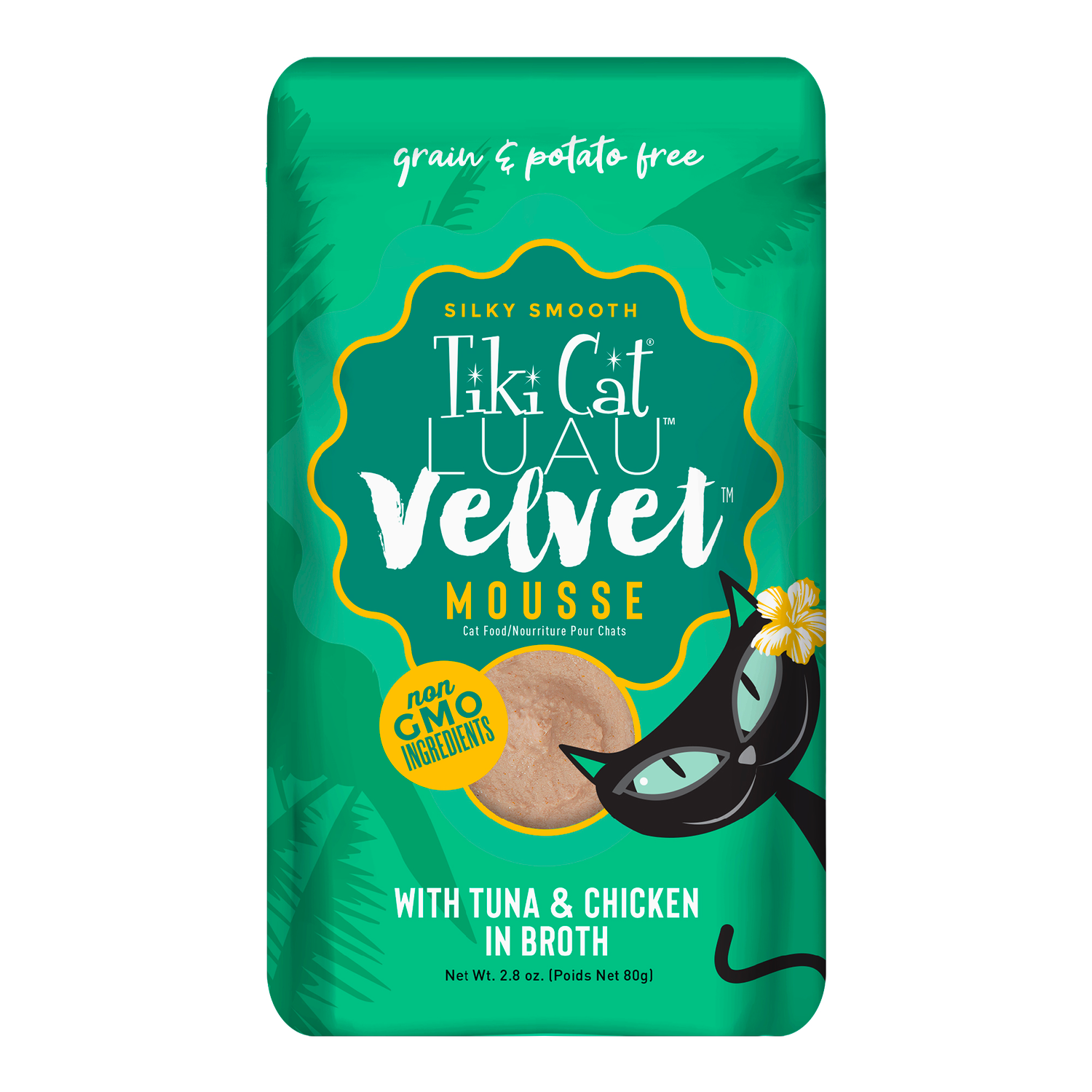 Tiki Cat Luau Velvet Mousse Wet Cat Food, Tuna & Chicken, 2.8-Oz Pouch 12-Count