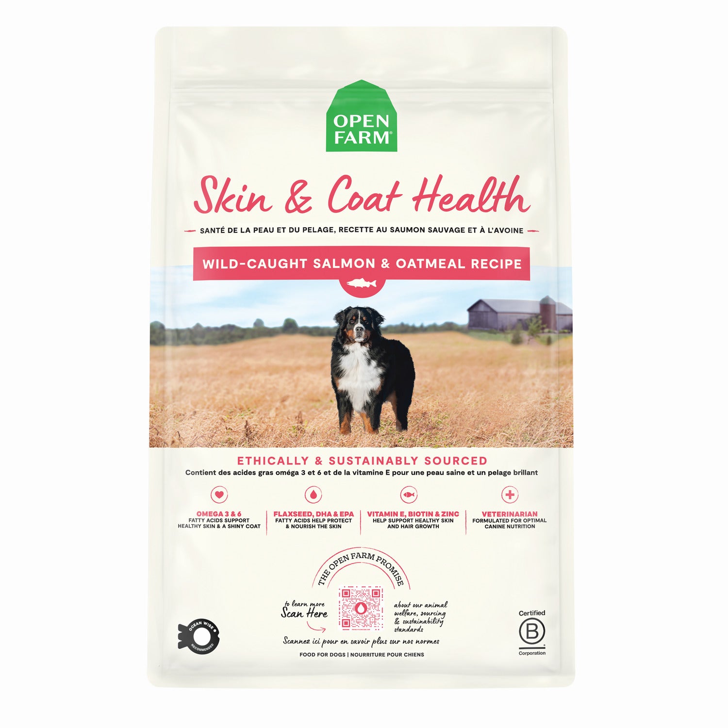 Open Farm Skin & Coat Health, Wild-Caught Salmon & Oatmeal Recipe Dry Dog Food, 22Lb