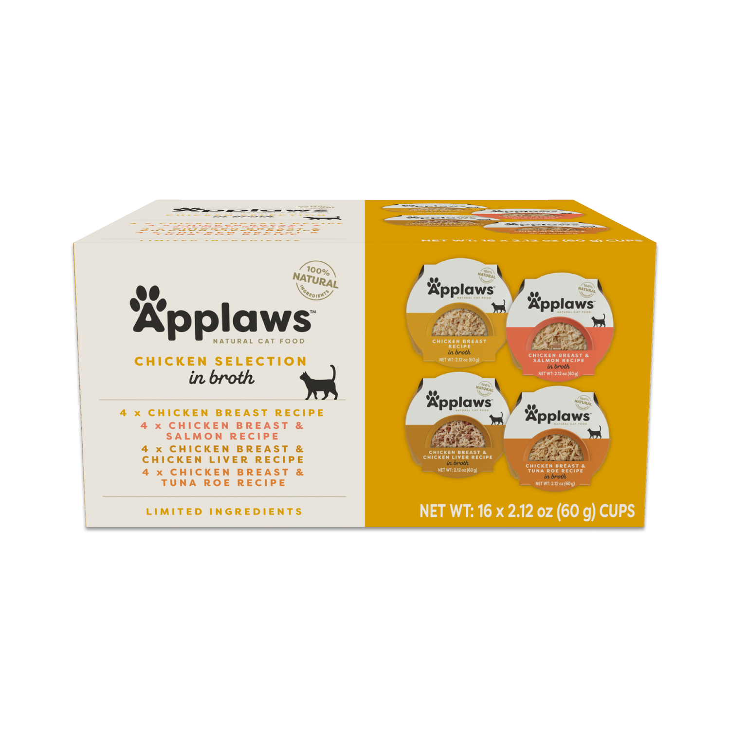 Applaws™ Natural Wet Cat Food, Chicken Selection In Broth, 2.12-Oz Pack Of 16