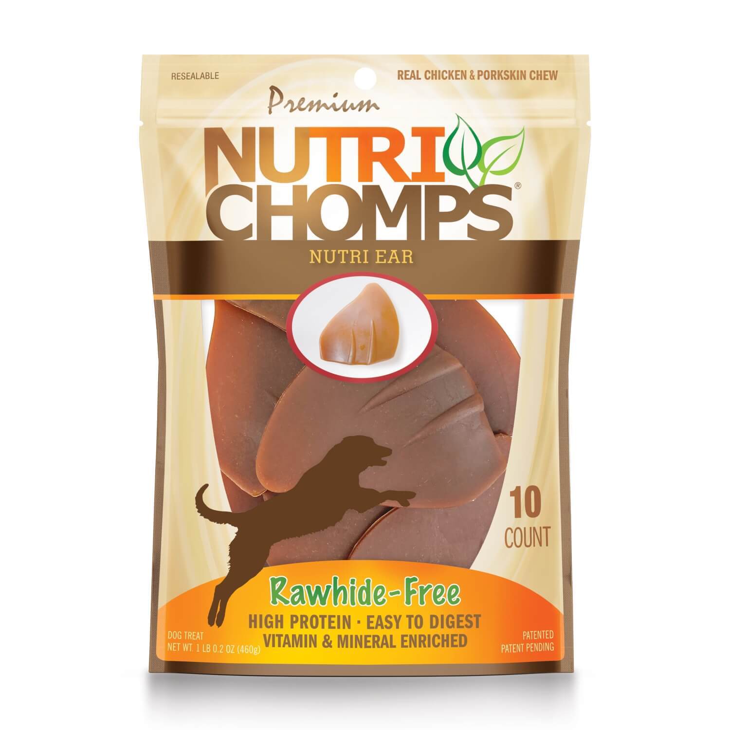 Nutri Chomps Pig Ear Shaped Rawhide Free Chicken Flavor Dog Treats
