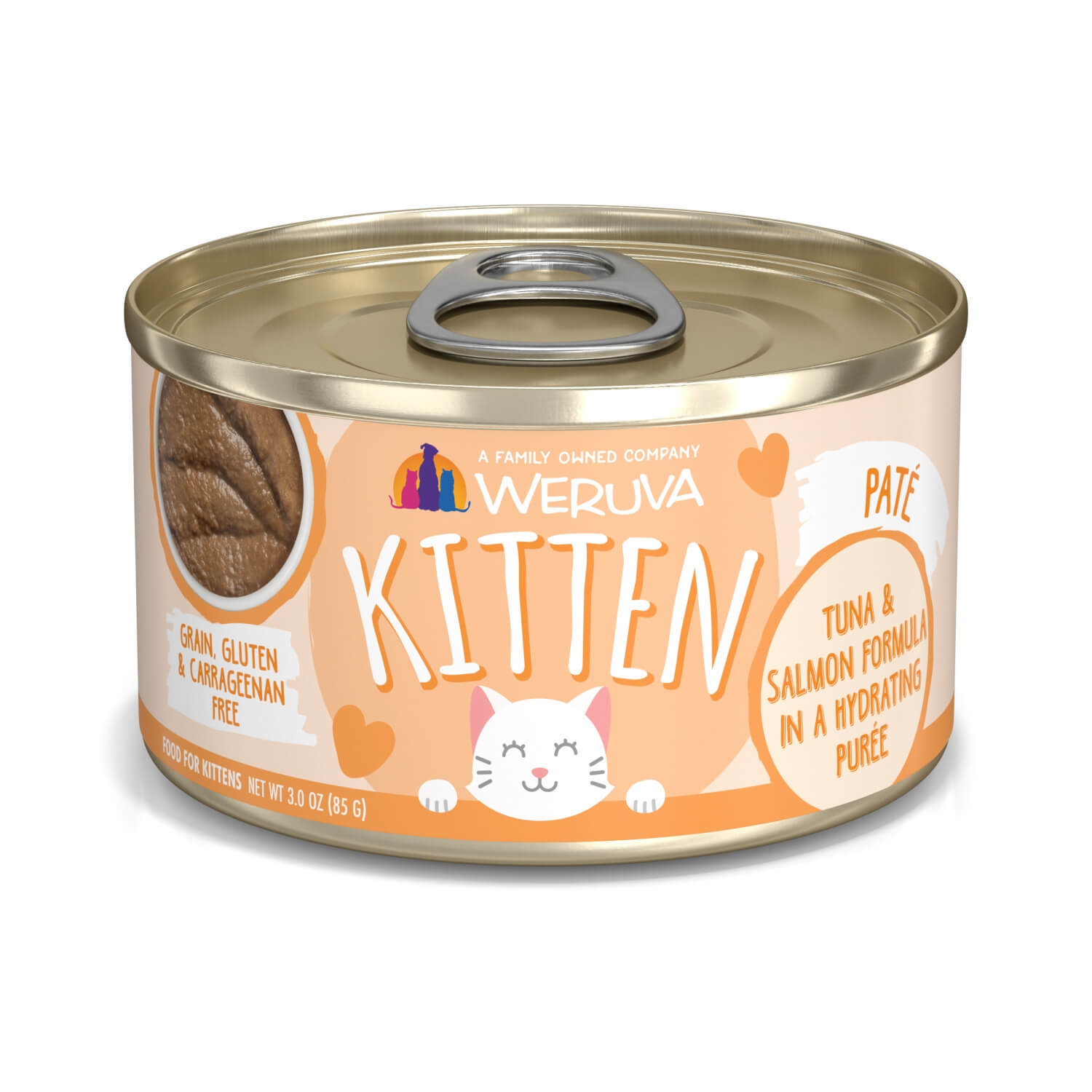 Weruva Kitten Grain Free Tuna & Salmon Formula In Hydrating Puree Wet Cat Food, 3-Oz Can