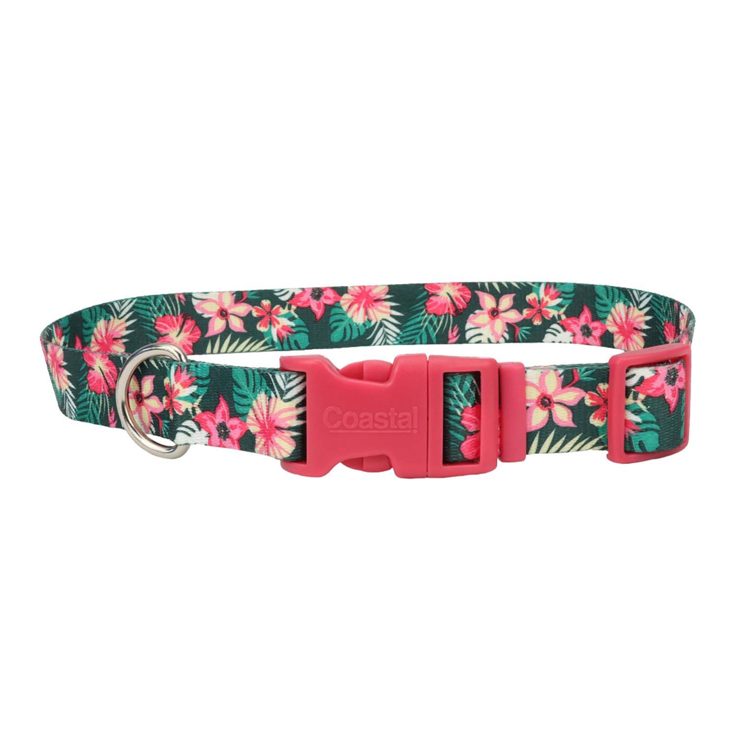 Coastal Pet Products Styles Adjustable Dog Collar, Tropical Flowers, 3/4X14-20