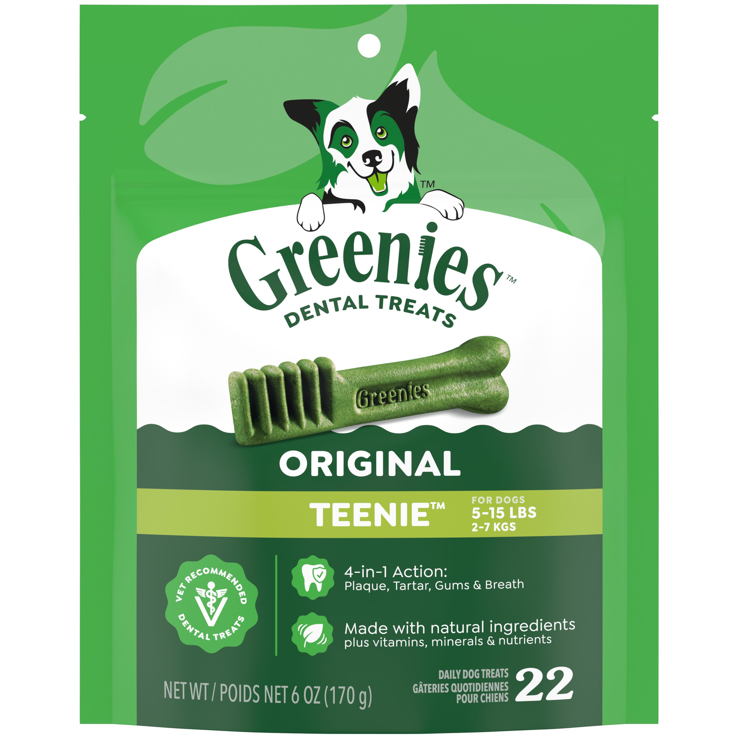 Greenies Teenie Natural Original Chicken Flavor Dental Dog Treats, 22 Count