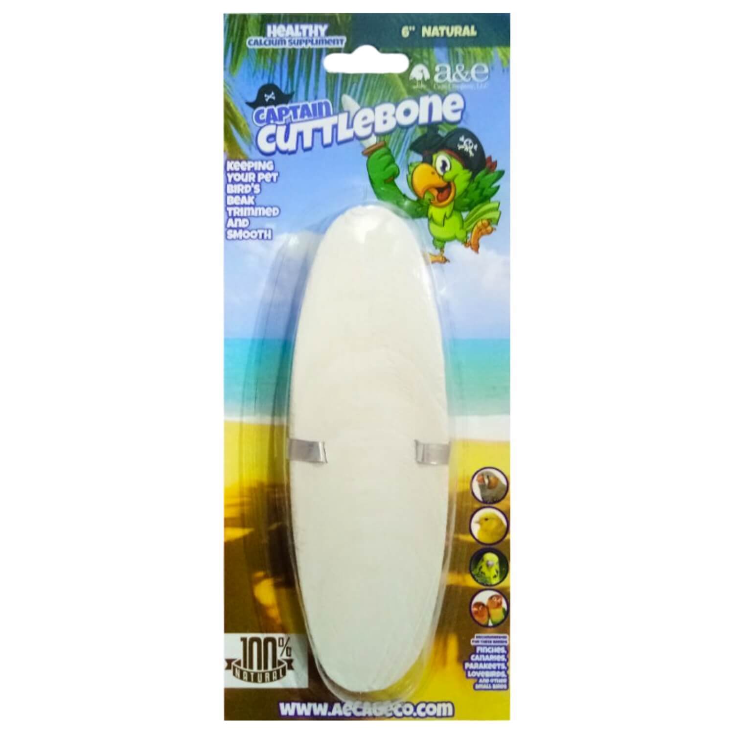 A&E Cage 6 Inch Natural Cuttlebone - Single Blister Pack