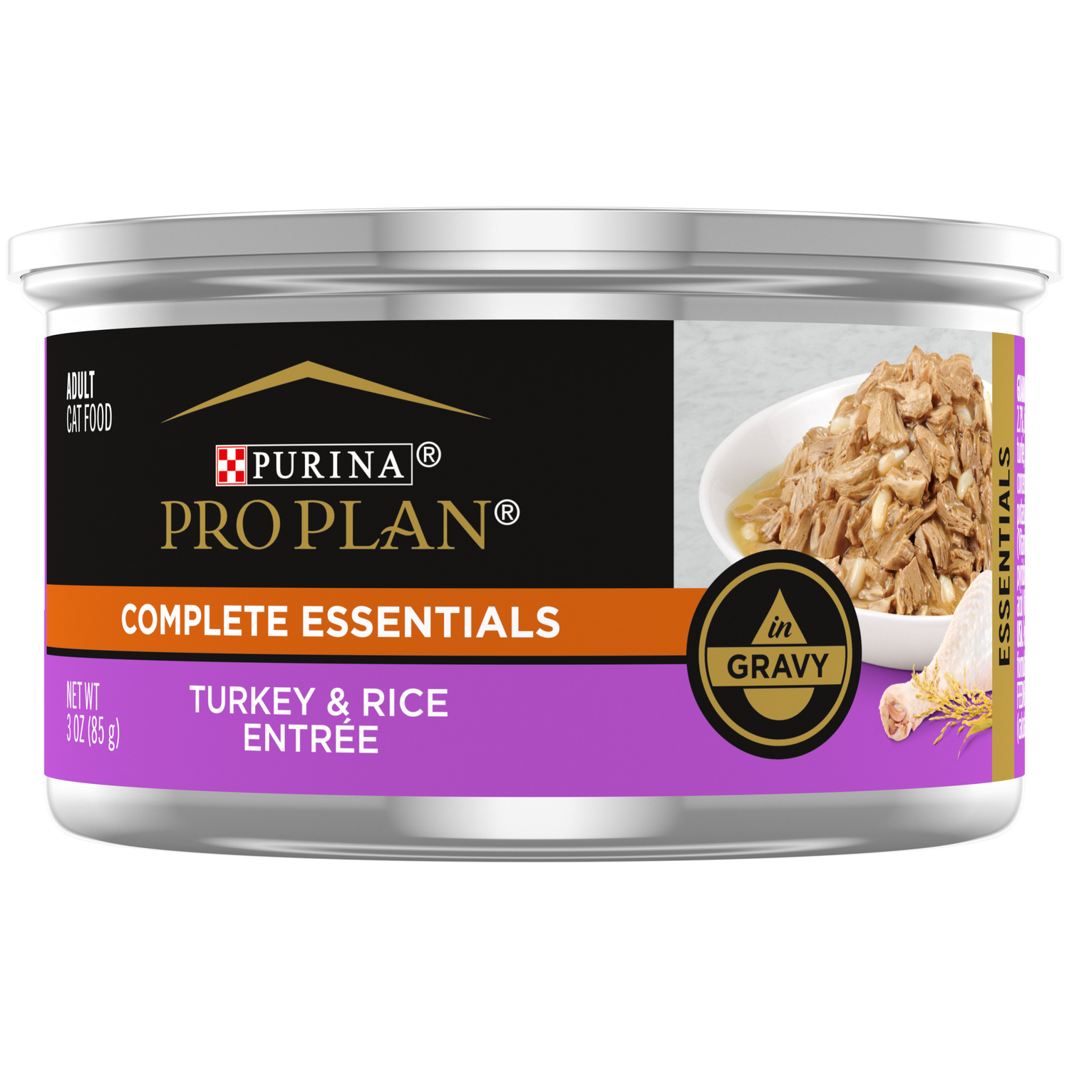 Purina Pro Plan Complete Essentials Turkey And Rice Entrée In Gravy Wet Cat Food, 3 Oz.