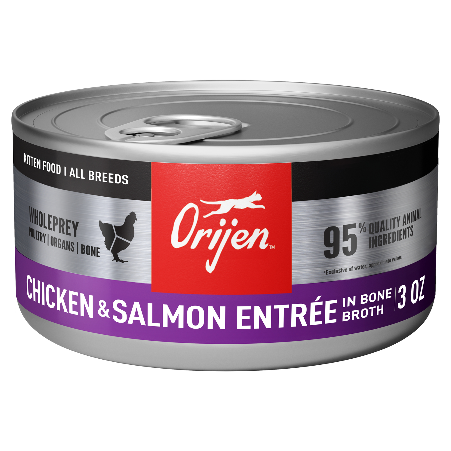 Orijen Chicken & Salmon Entree In Bone Broth Wet Kitten Food, 3-Oz