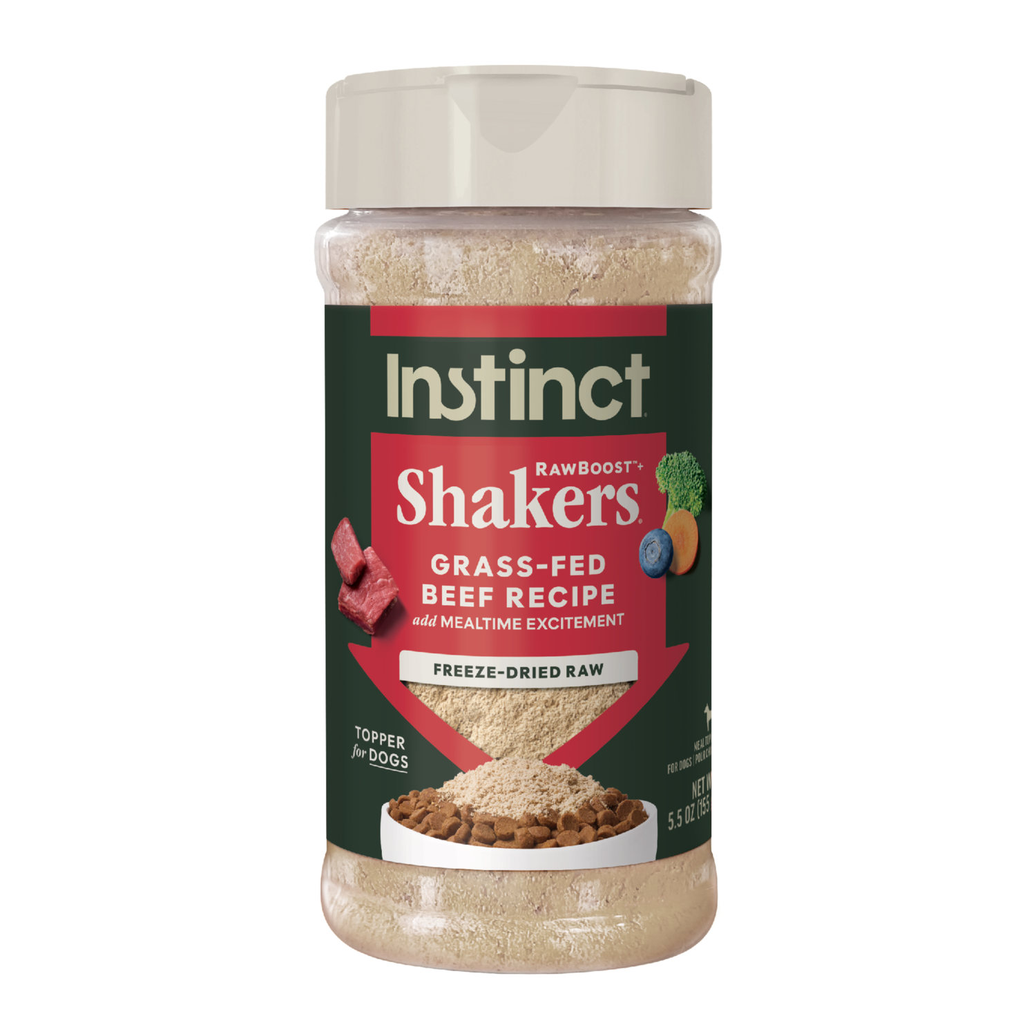 Instinct Raw Boost Shakers Freeze-Dried Beef Dog Food Topper, 5.5-Oz