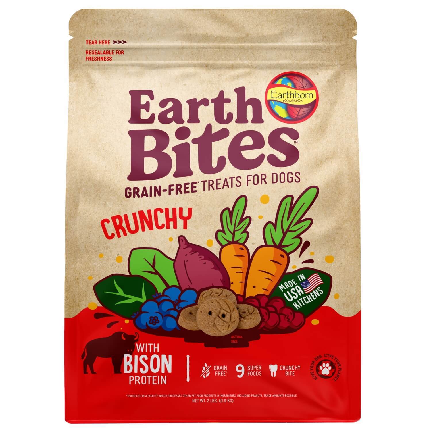 Earthborn Holistic Earth Bites Bison Grain-Free Crunchy Dog Treats, 10-Oz