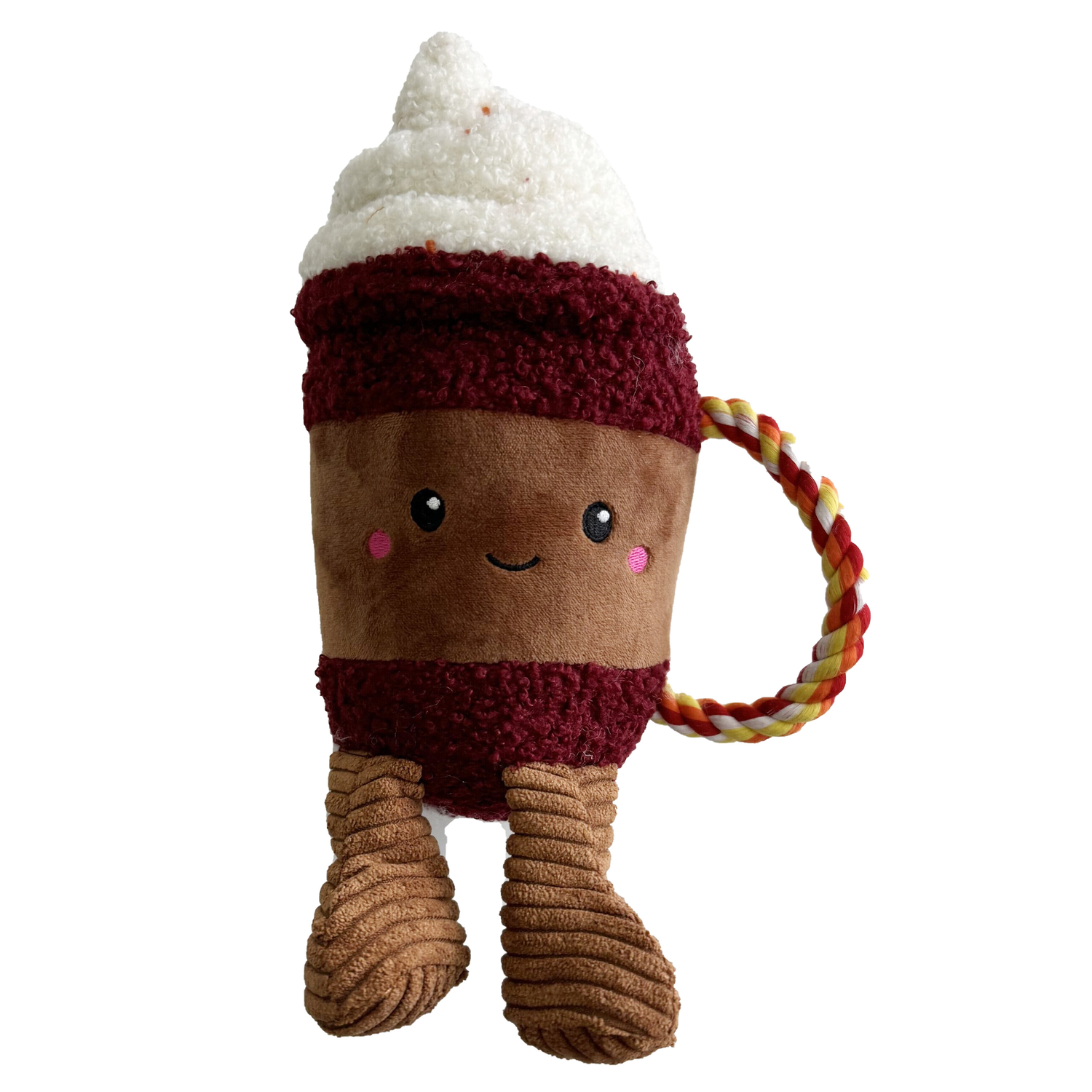 Aristopet Pumpkin Spice Latte Rope Cup Plush Rope & Tug Dog Toy