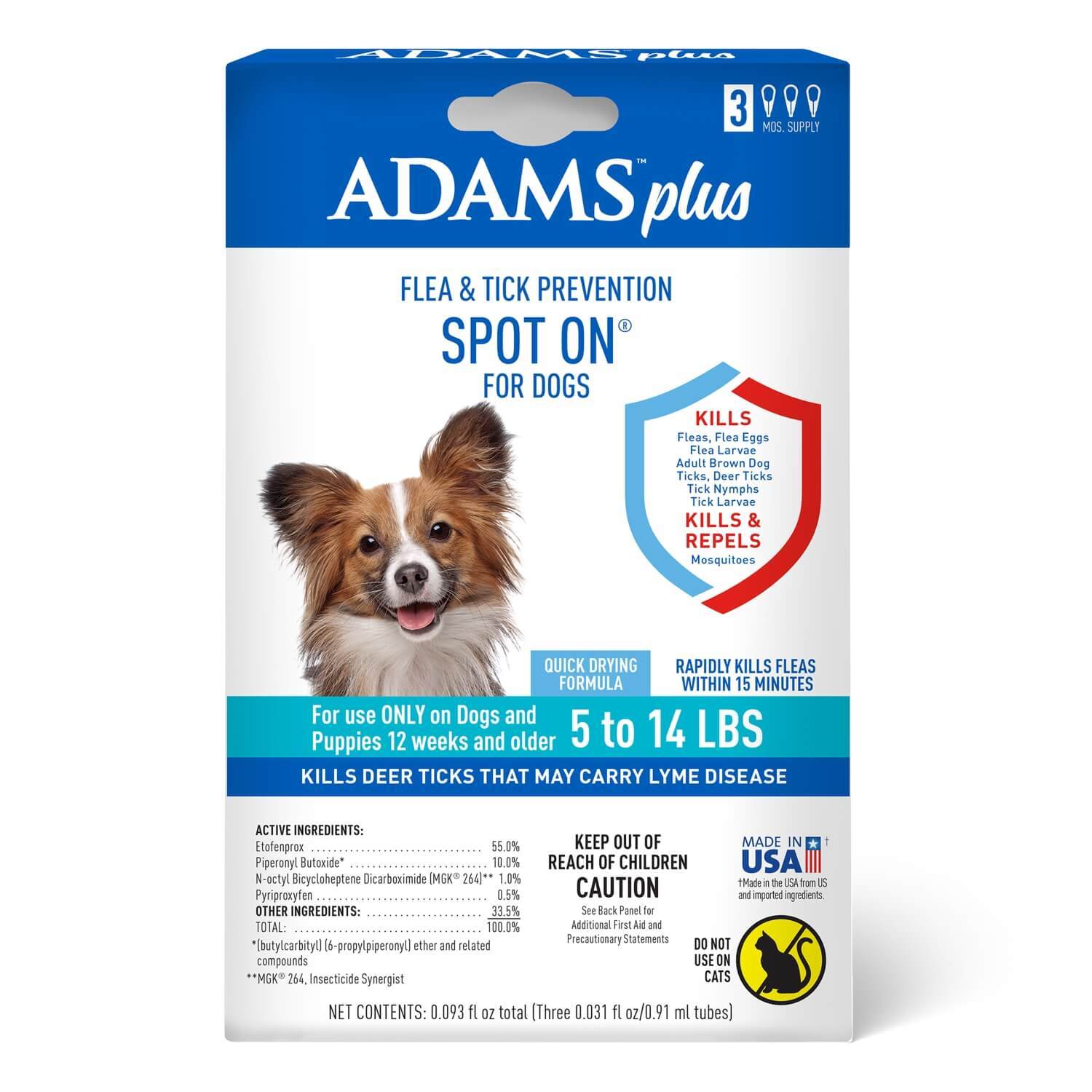 Adams Plus Flea & Tick Prevention Spot On For Dogs, Small Dogs 5-14 Lbs