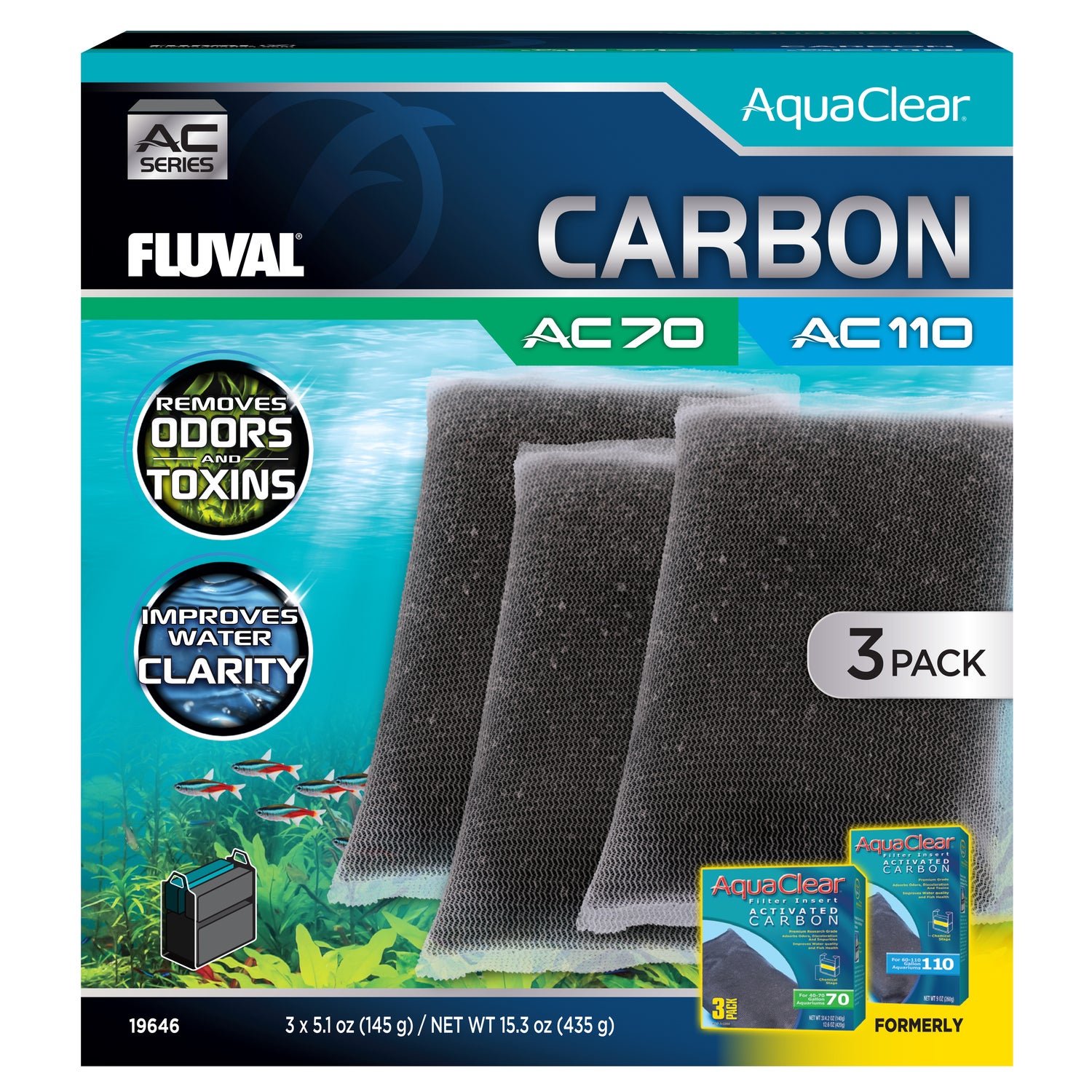 Fluval Aquaclear 20/30 Carbon Active C Insert - 3 Pack