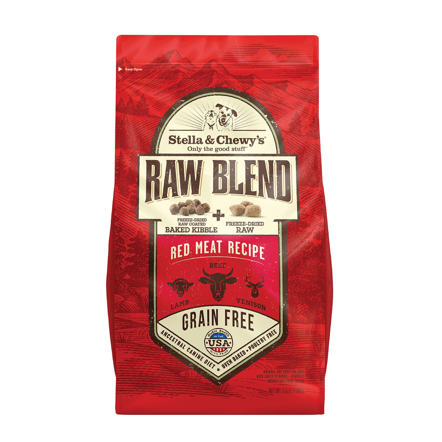 Stella & Chewy's Raw Blend Red Meat Recipe Freeze Dried Raw Coated Baked Kibble Dog Food, 10Lb