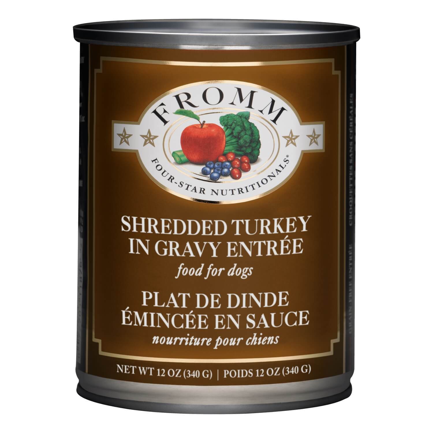 Fromm Four-Star Shredded Turkey In Gravy Entrée Food For Dogs 12 Oz