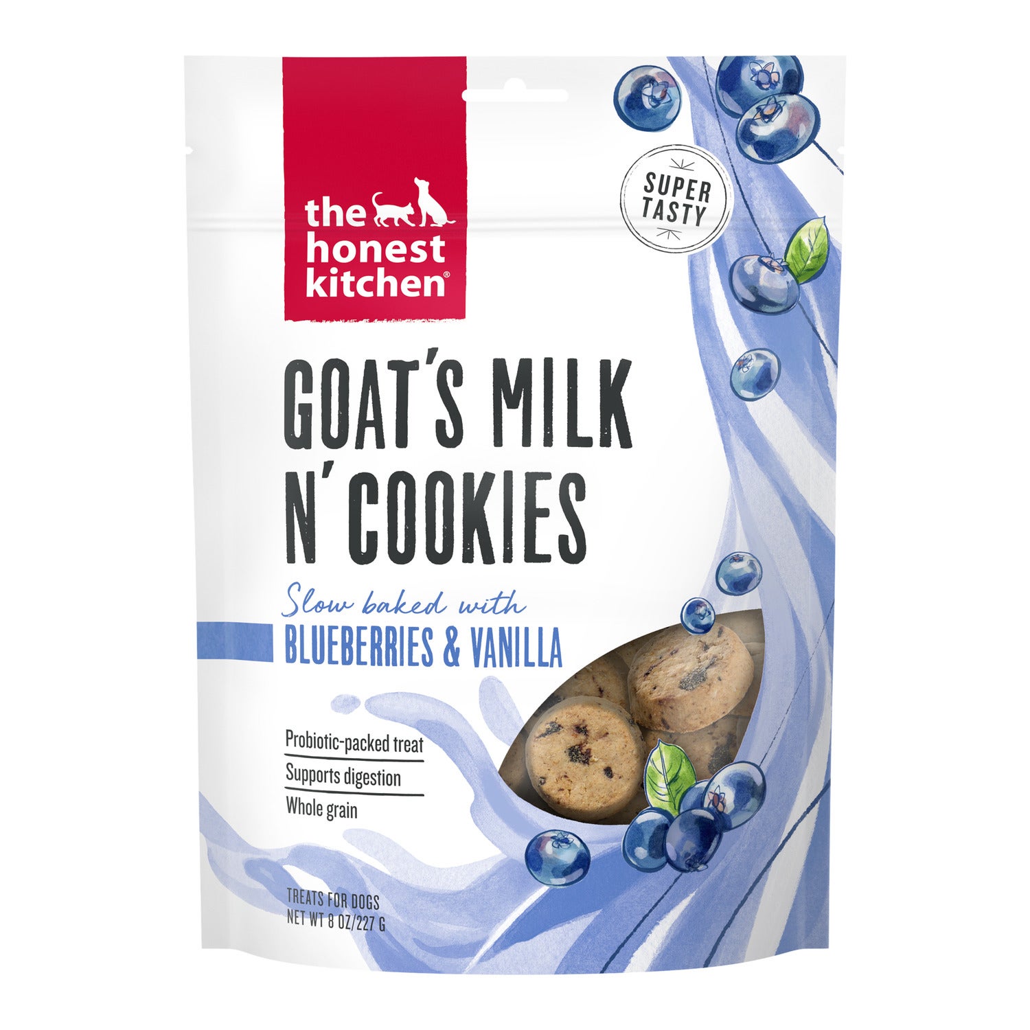 The Honest Kitchen Goat's Milk N' Cookies Slow Baked With Blueberries & Vanilla Biscuit Dog Treats, 8-Oz