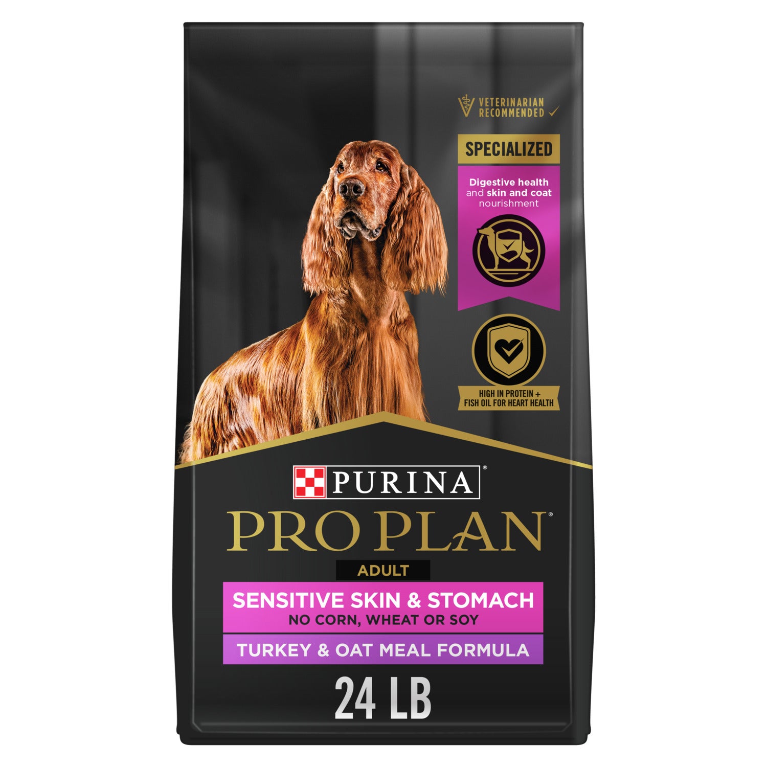 Purina Pro Plan Sensitive Skin And Stomach Turkey & Oat Meal Adult Formula Dry Dog Food, 24Lb