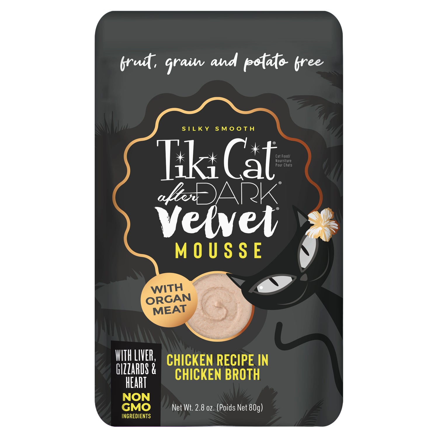 Tiki Cat After Dark Velvet Mousse Wet Cat Food, Chicken Recipe, 2.8-Oz. Pouch