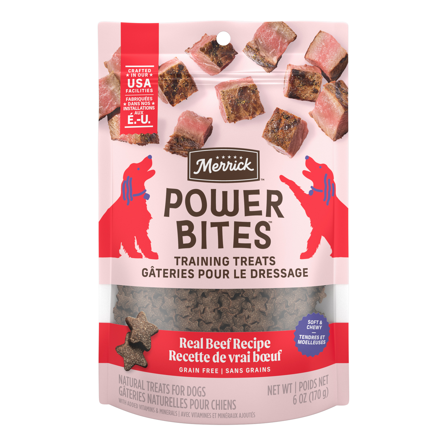 Merrick Power Bites Soft And Chewy Beef Recipe Training Dog Treats, 6-Oz Bag