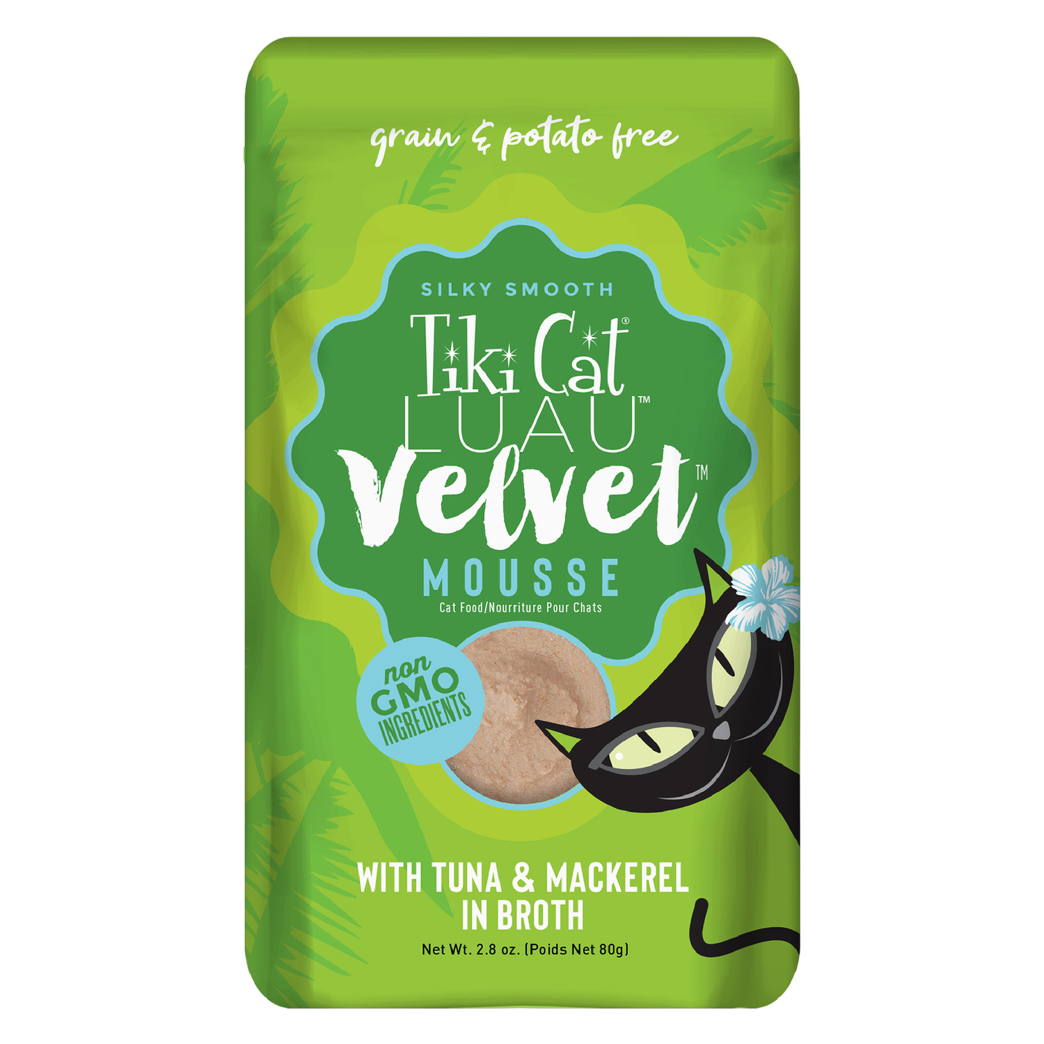 Tiki Cat Luau Velvet Mousse Wet Cat Food, Tuna & Mackerel, 2.8-Oz Pouch