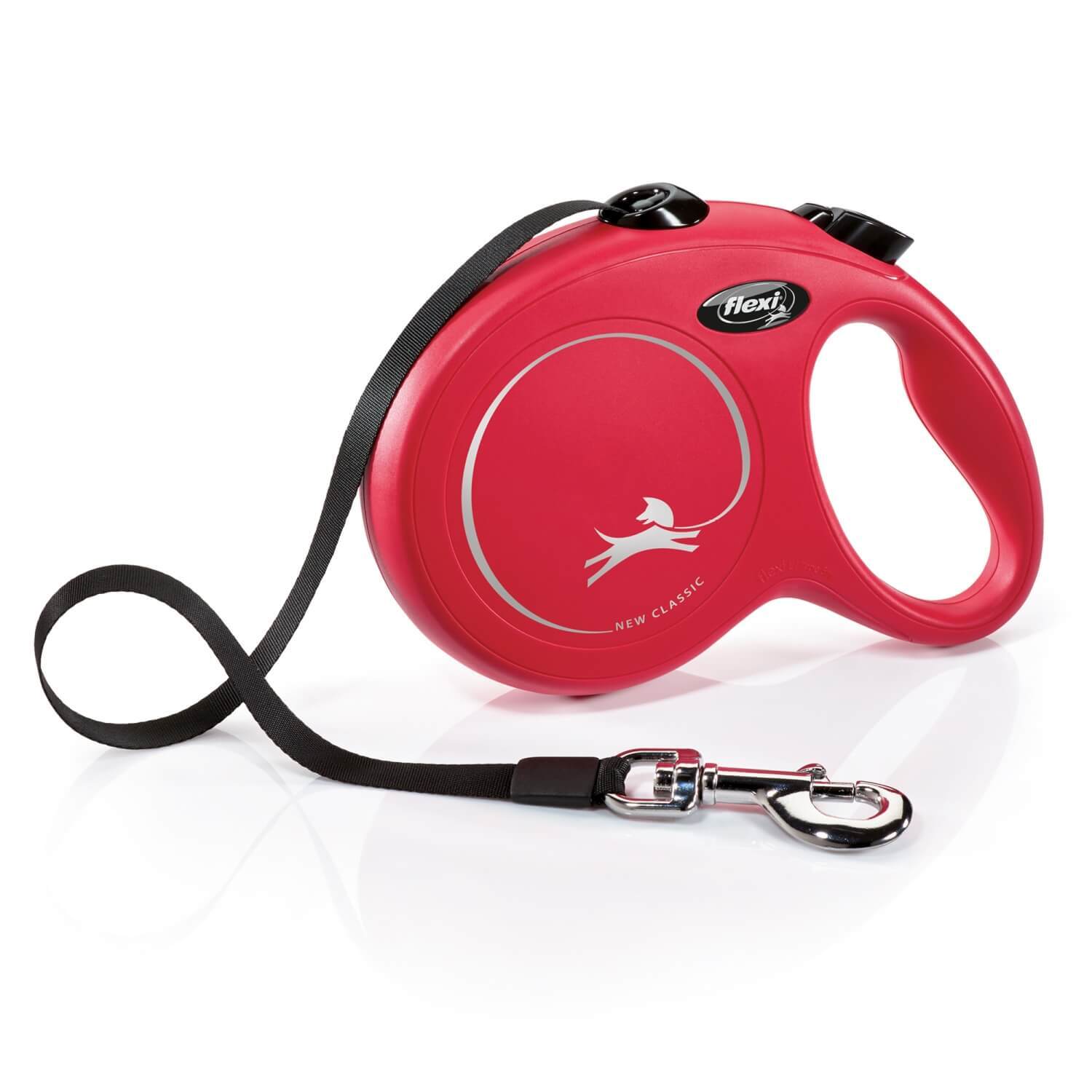 Flexi Classic Retractable Tape Dog Leash - Red, 16Ft