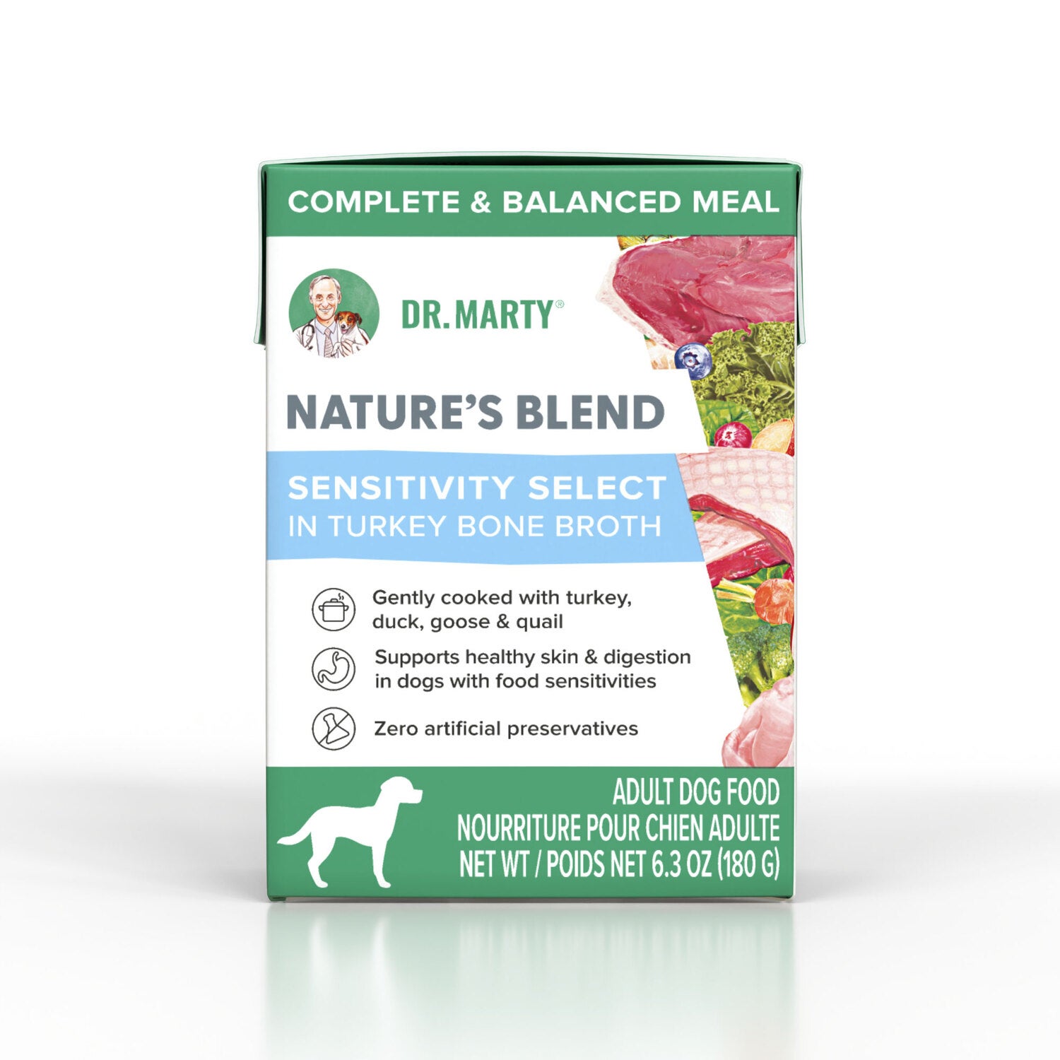 Dr. Marty Nature's Blend Sensitivity Select In Turkey Bone Broth Wet Dog Food, 6.3-Oz