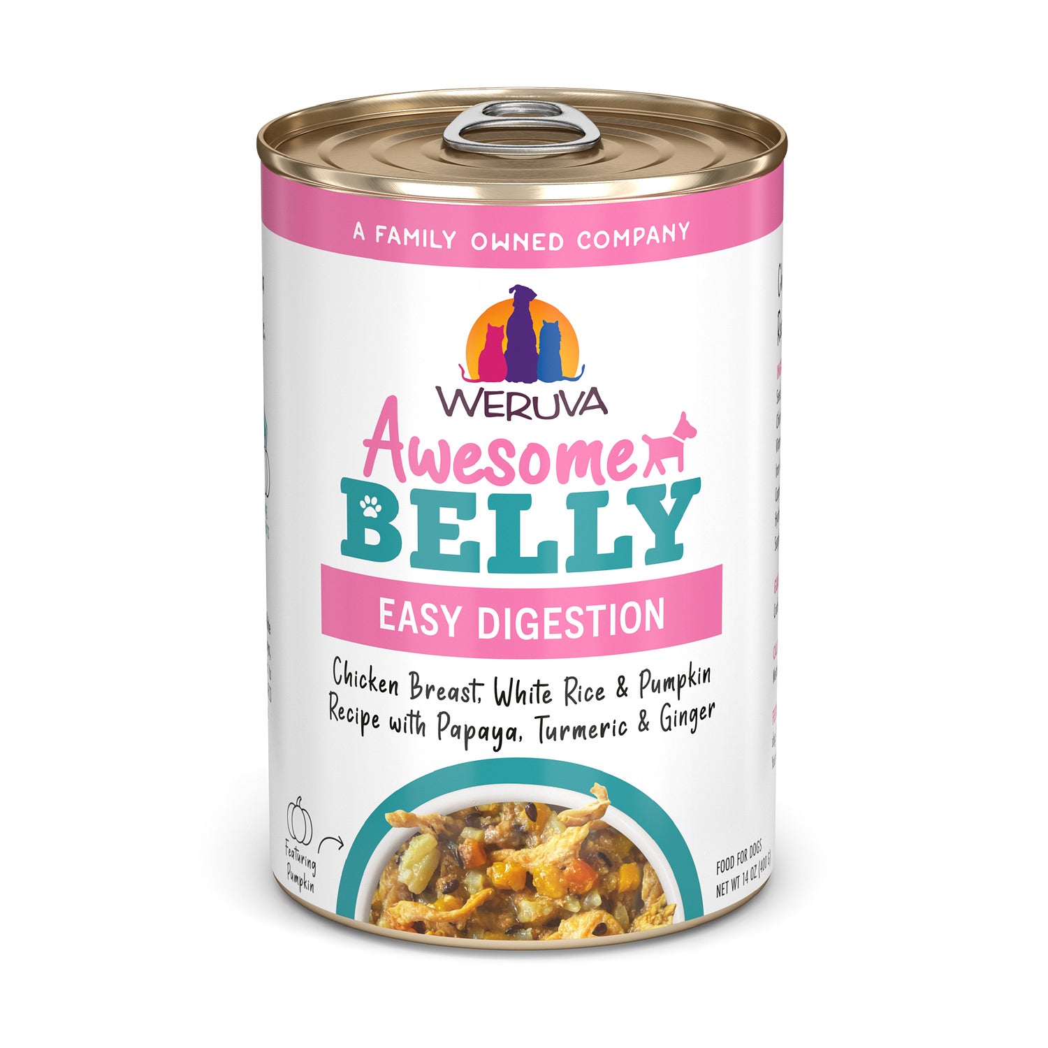 Weruva Awesome Belly Wet Dog Food; Chicken Breast, White Rice And Pumpkin Recipe With Papaya, Turmeric And Ginger, 14-Oz Pack Of 10 