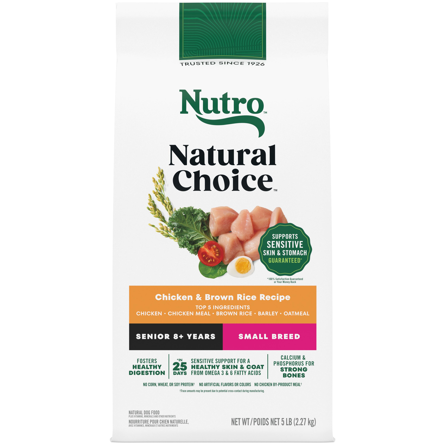 Nutro Natural Choice Small Breed Senior Chicken, Whole Brown Rice & Sweet Potato Recipe Dog Food, 5-Lb
