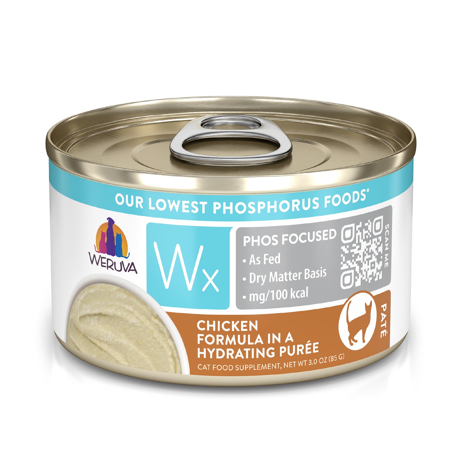 Weruva Wx Phos Focused Chicken Formula In A Hydrating Purée Wet Cat Food, 3-Oz Can Pack Of 12