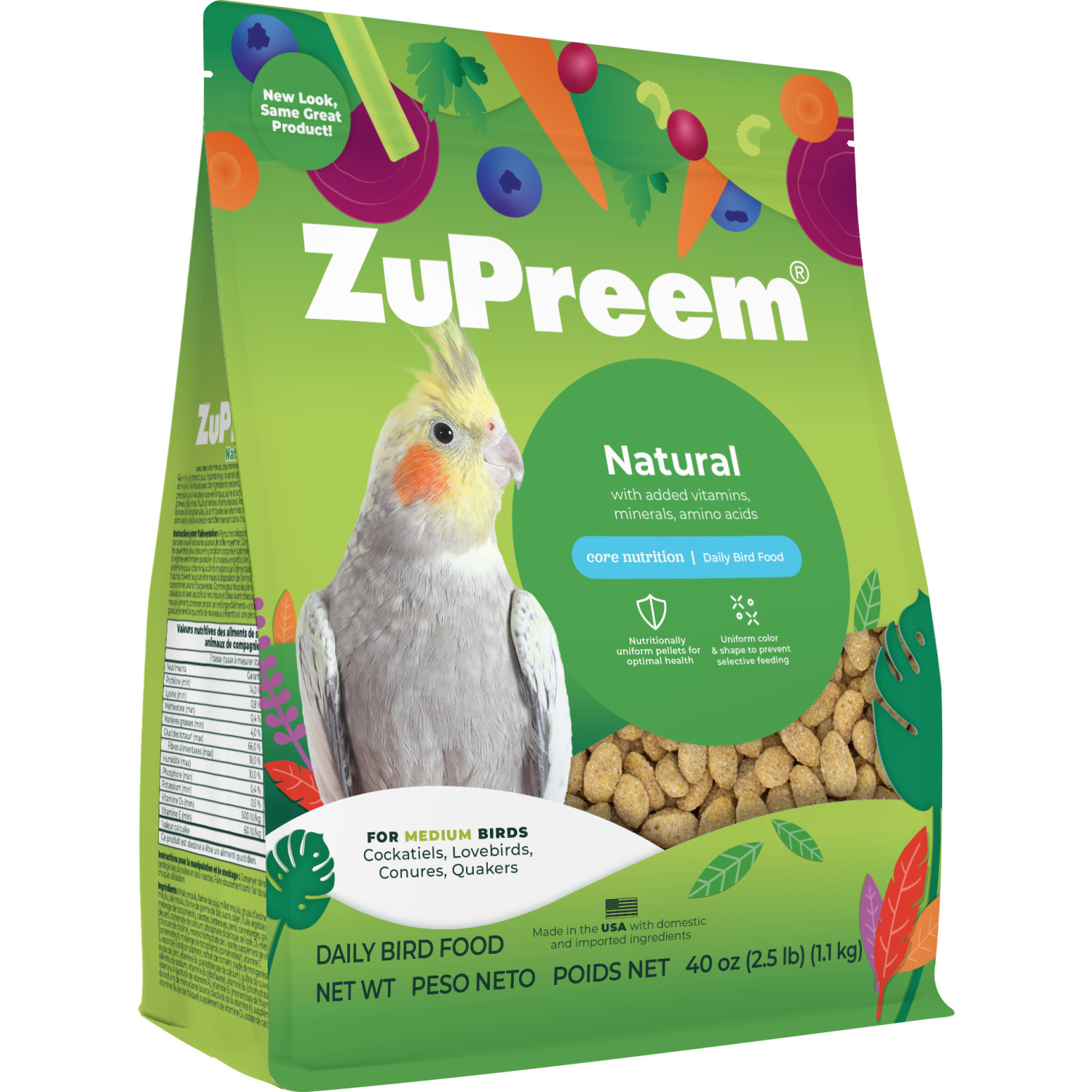Zupreem Natural With Added Vitamins Bird Food For Medium Birds, 2.5-Lb