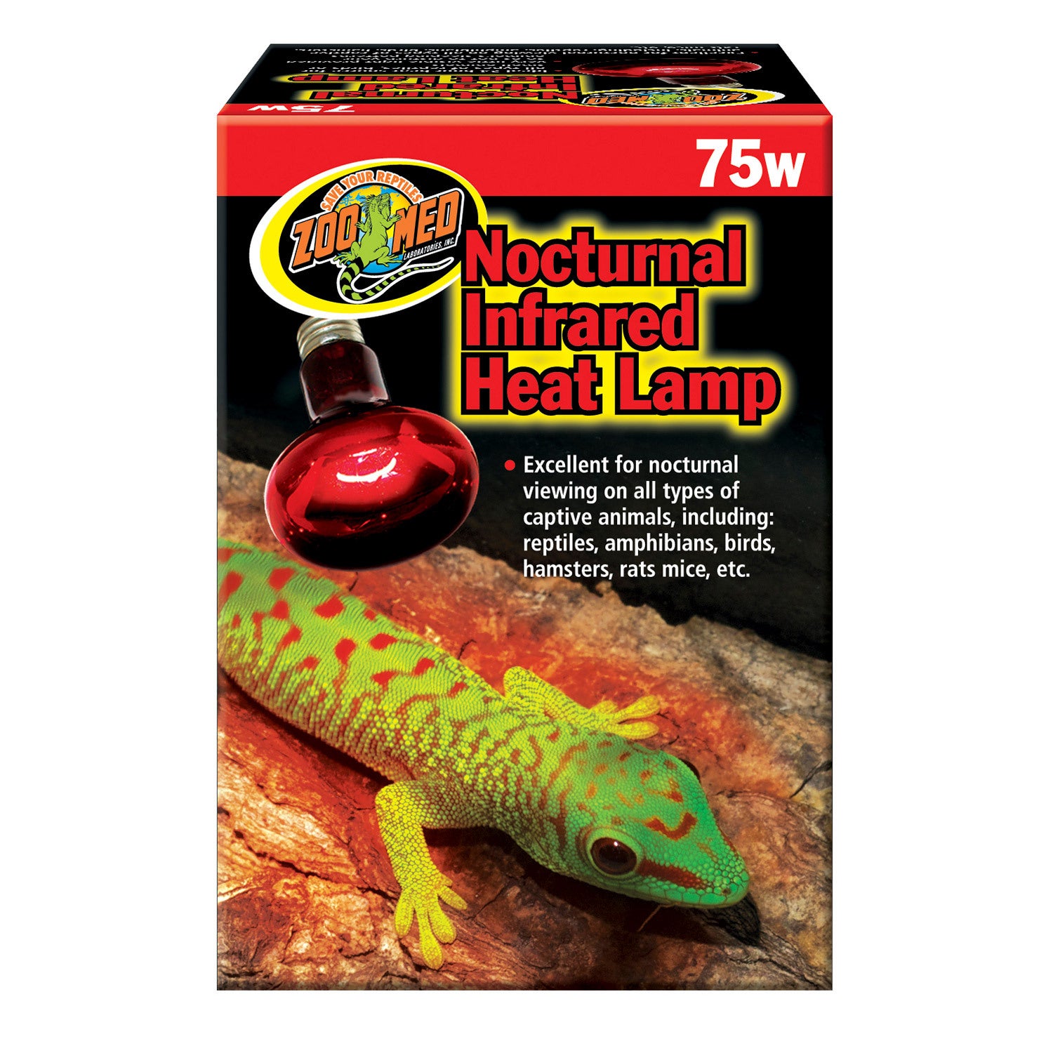 Zoo Med Nocturnal Infrared Heat Lamp For Reptiles, 100-Watts