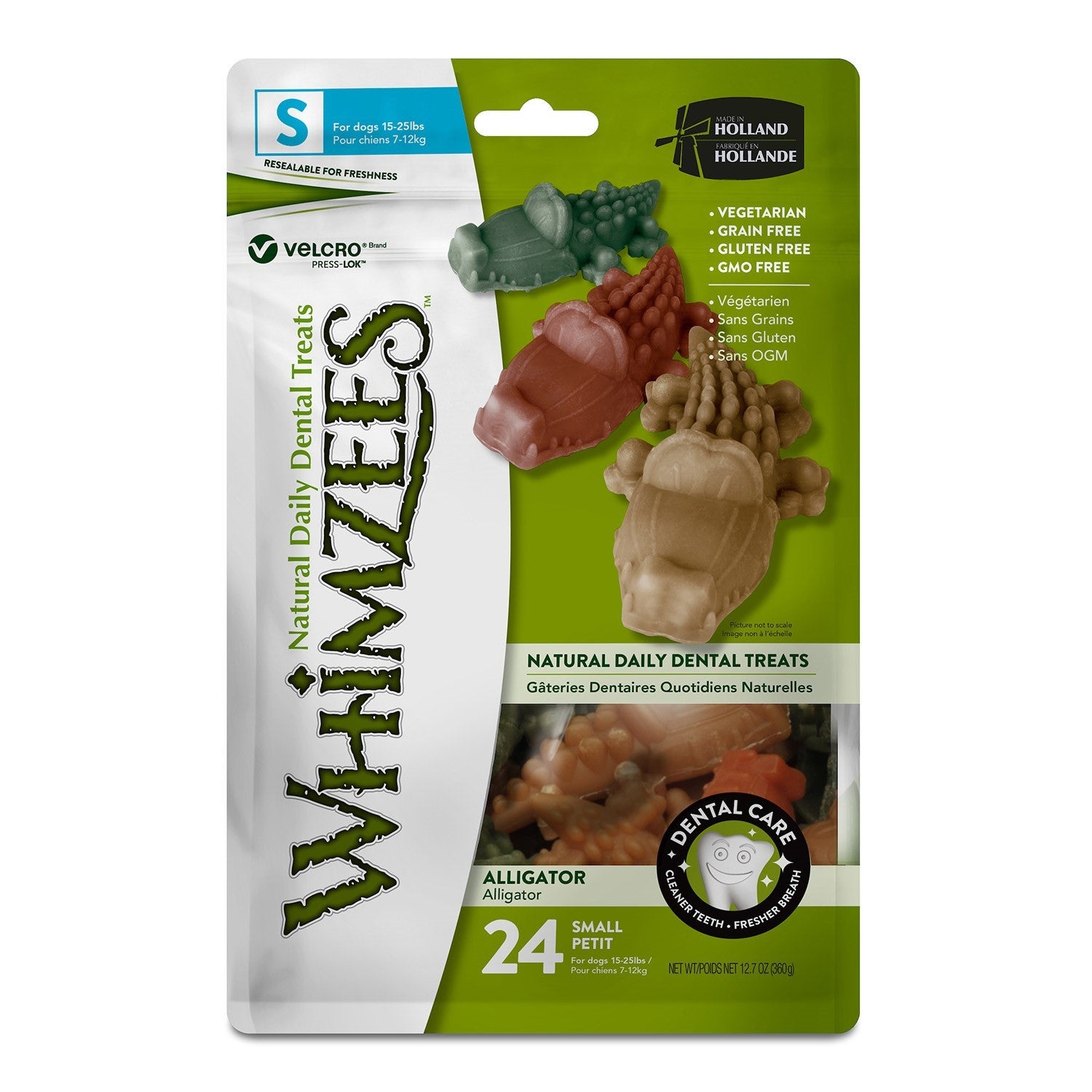 Whimzees Grain-Free Small Alligator Dental Treats For Dogs, 24 Ct