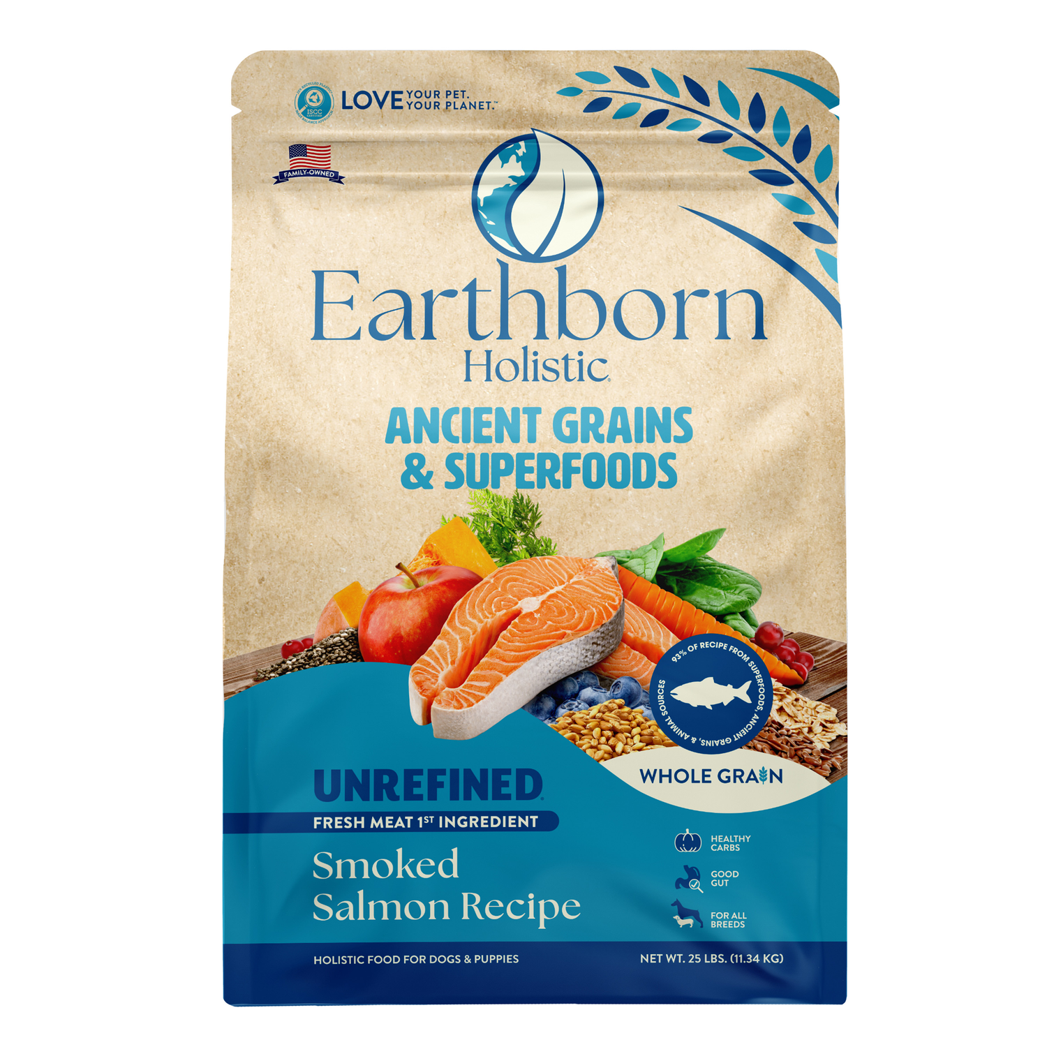 Earthborn Holistic Unrefined Smoked Salmon With Ancient Grains & Superfoods Dry Dog Food, 25-Lb Bag